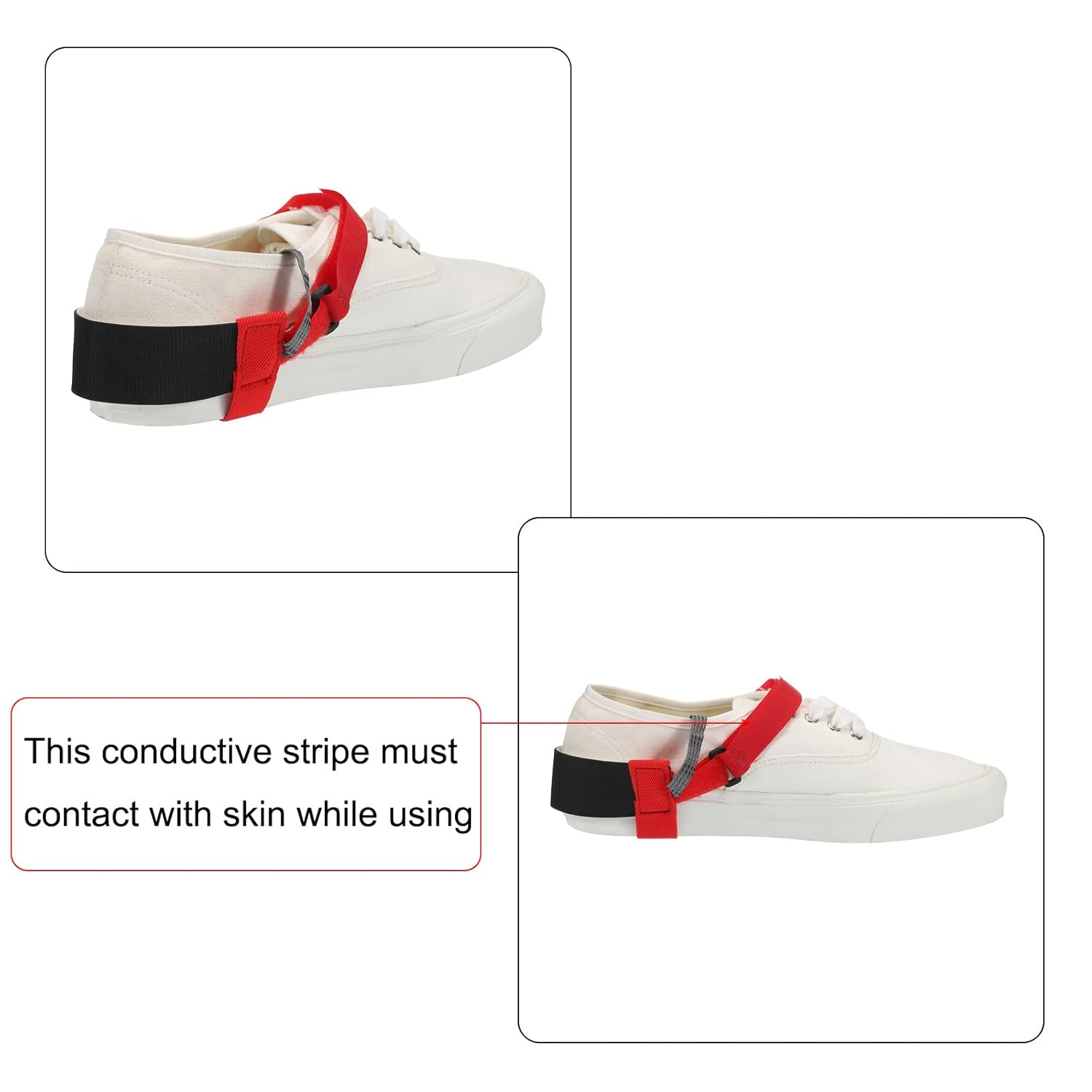 MECCANIXITY 2 correas de talón de pie antiestáticas ESD Correa de muñeca antiestática ajustable para poner a tierra quitar estática, color rojo