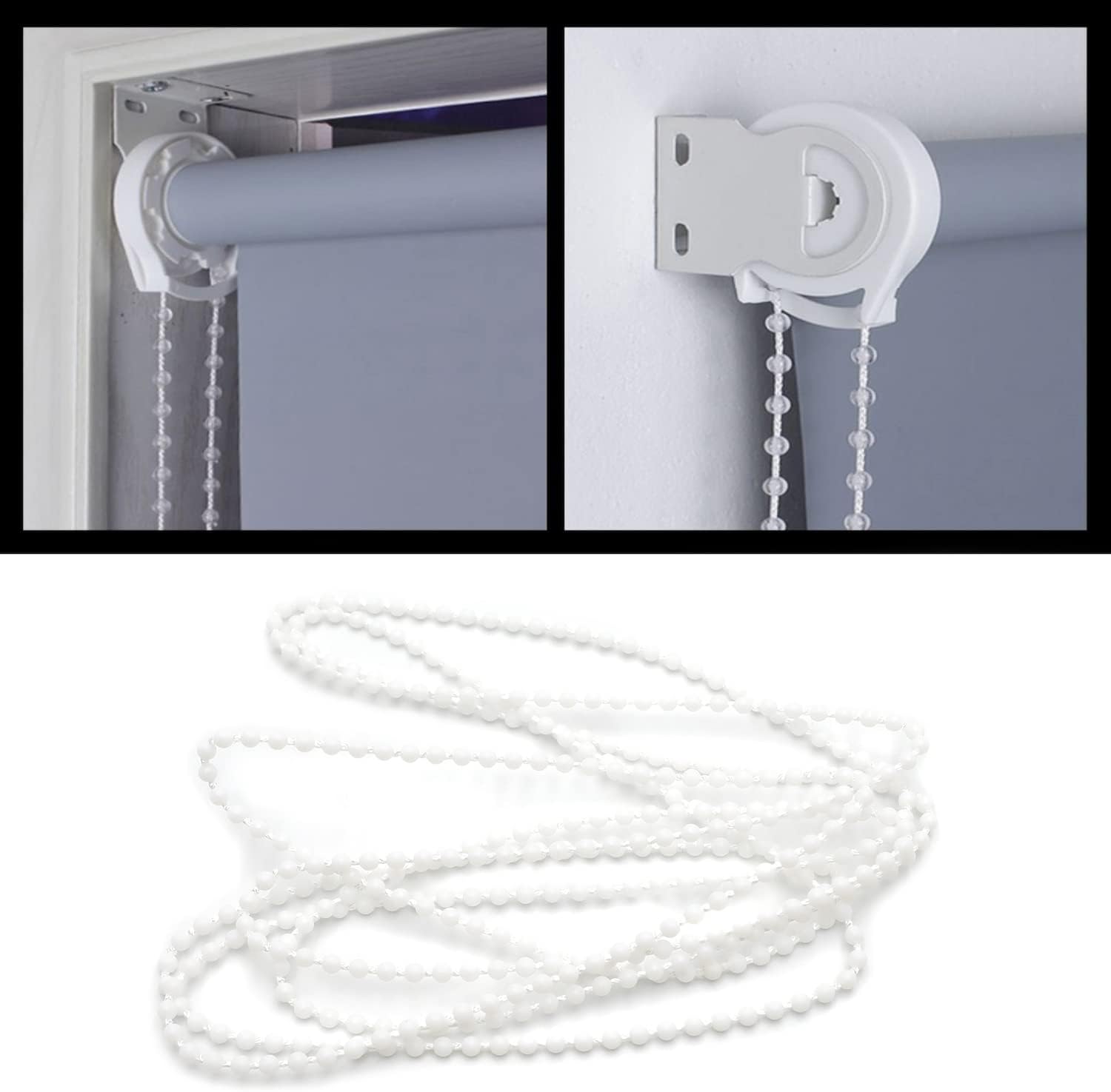 HTTMT – Cadena de cuentas de cadena de polea lateral blanca de 13.1ft13 pies para cortina de persiana enrollable, tratamientos de ventana (solo
