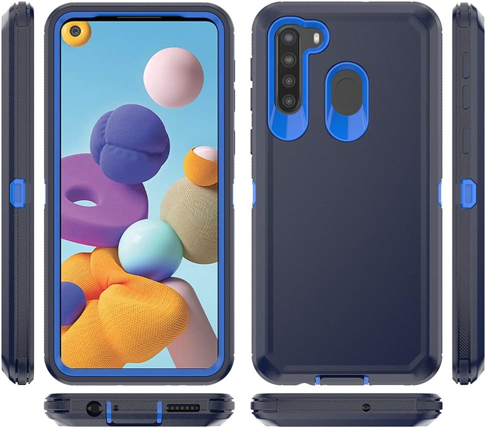 Funda protectora para Samsung Galaxy A21, resistente a prueba de golpes, con clip para cinturón, funda protectora para Samsung A21 (azul marino)