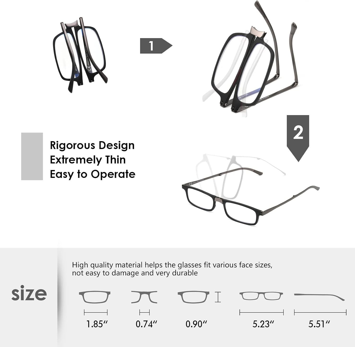 Gafas de lectura plegables irrompibles evolucionadas para mujeres y hombres, bloqueo de luz azul, anti fatiga ocular, plegables, portátiles,
