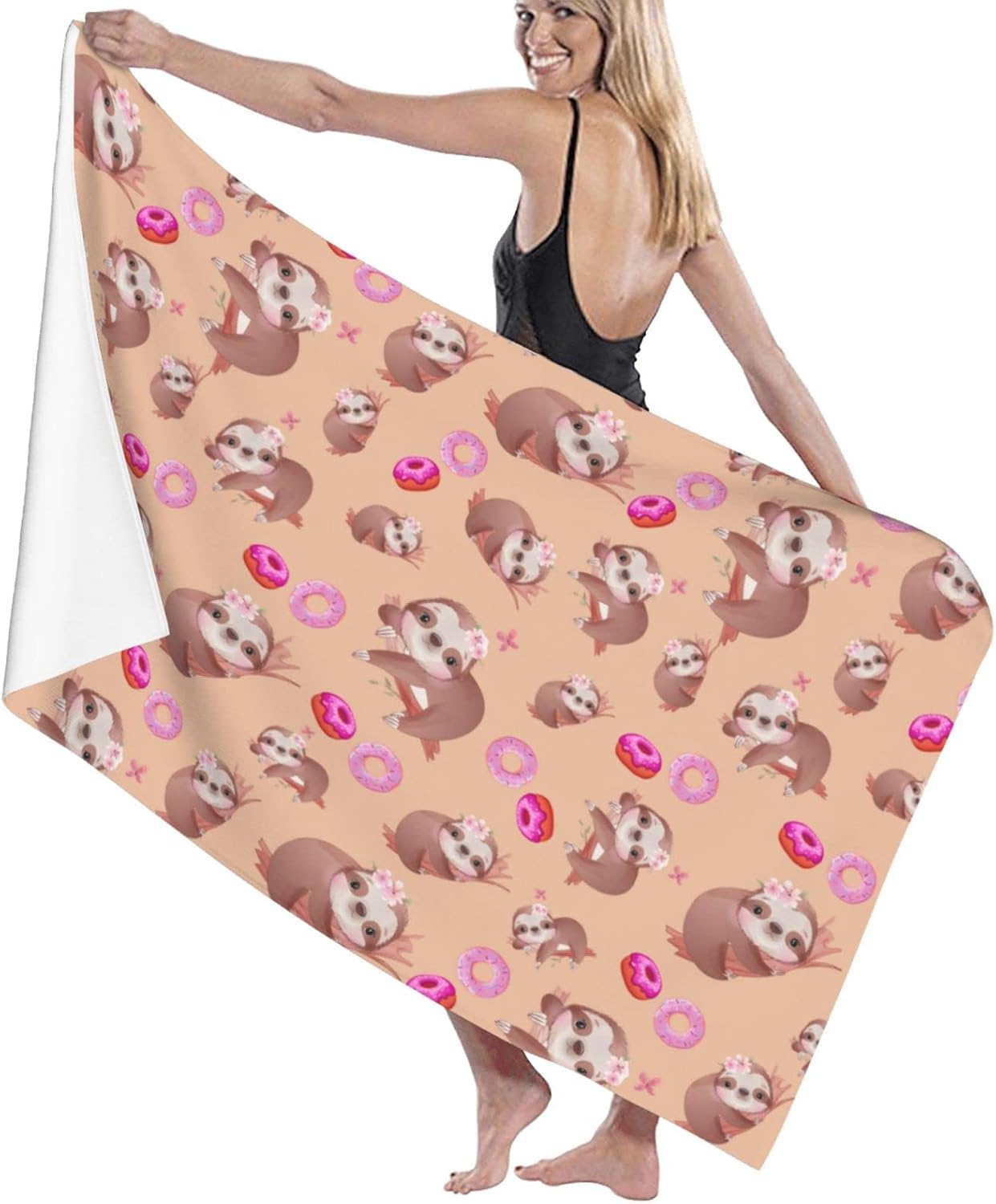 Lindas toallas de baño de donas de perezoso, toalla de playa súper suave, toalla de microfibra de primera calidad para baño, ducha, deportes, yoga,
