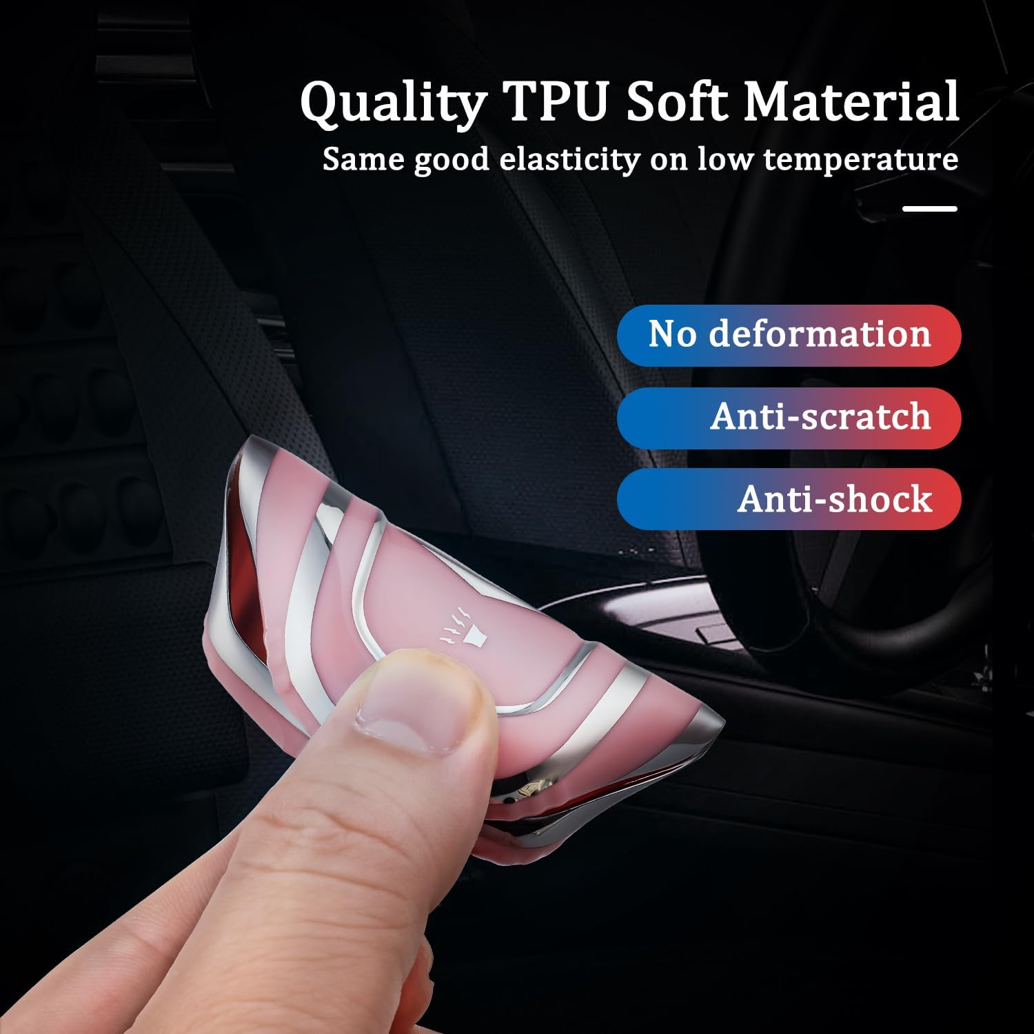 OFFWEGO – Funda para llavero Cadillac, para Cadillac Escalade CTS SRX CT4 CT5 CT6 XTS XT4 XT5 XT6 ATSL SLS STS Funda para llavero inteligente (rosa