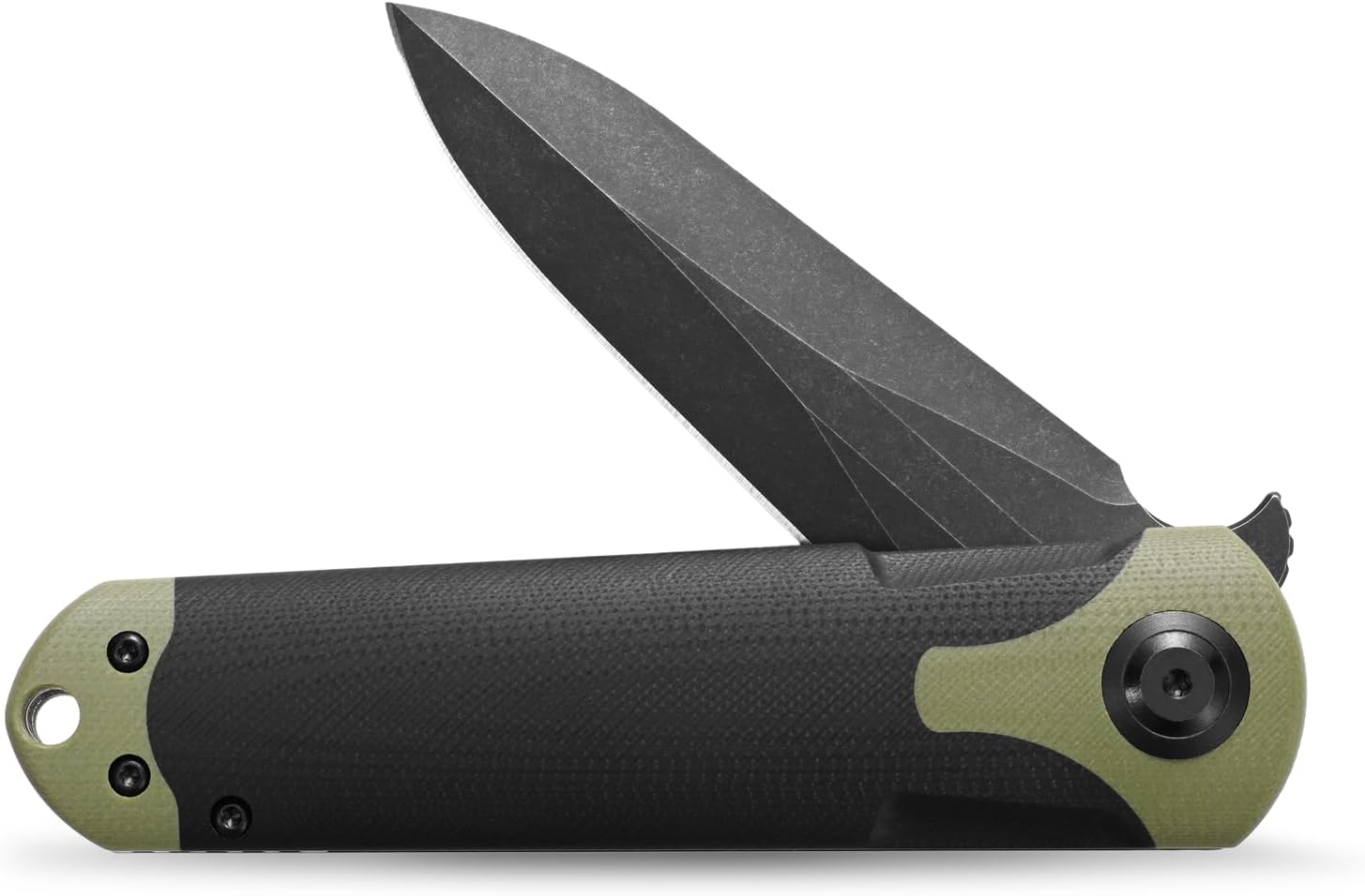 Sitivien ST158 – Cuchillo de bolsillo plegable, chapado en titanio, hoja de acero DC53 lavado a la piedra negra con mango G10, cuchillo de