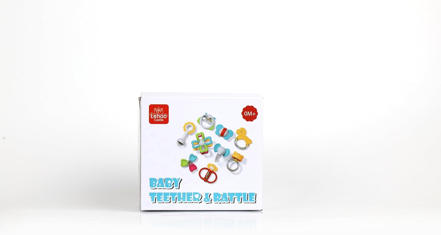 Juguetes para bebés  9 piezas de juguetes de dentición de bebé de silicona, sonajeros para bebés de 0 a 6 meses, juguetes masticables para bebés sin