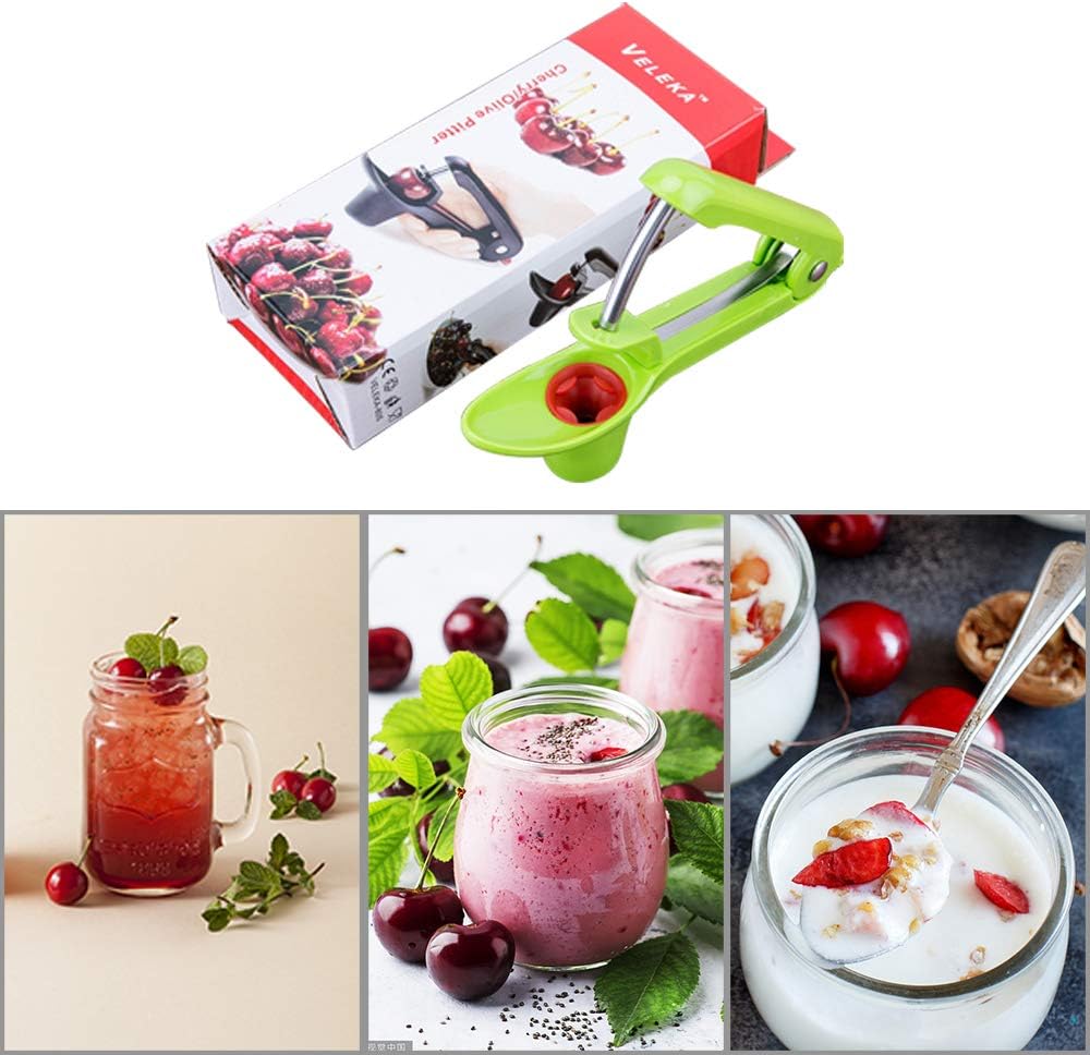 Cherry Pitter – Herramienta de deshuesador de aceitunas para eliminar piedra de base verde, simple y duradero, accesorio de cocina resistente
