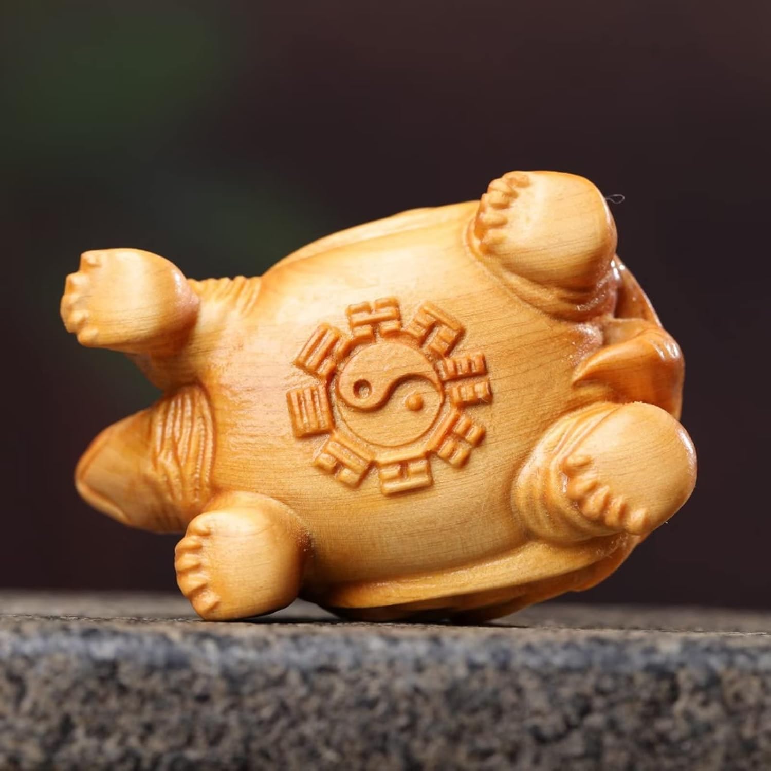 Aritjt Estatuas de tortuga talladas a mano de animales de madera, estatuas de tortugas coleccionables auspiciosas, regalo para el hogar y la oficina