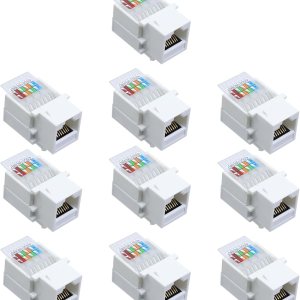 Antrader Adaptador de conector Keystone Jack RJ45Cat6Cat5e sin herramientas, conector de módulo Keystone, para red de Internet, cable LAN Ethernet, Antrader Adaptador de conector Keystone Jack RJ45Cat6Cat5e sin herramientas, conector de módulo Keystone, para red de Internet, cable LAN Ethernet,