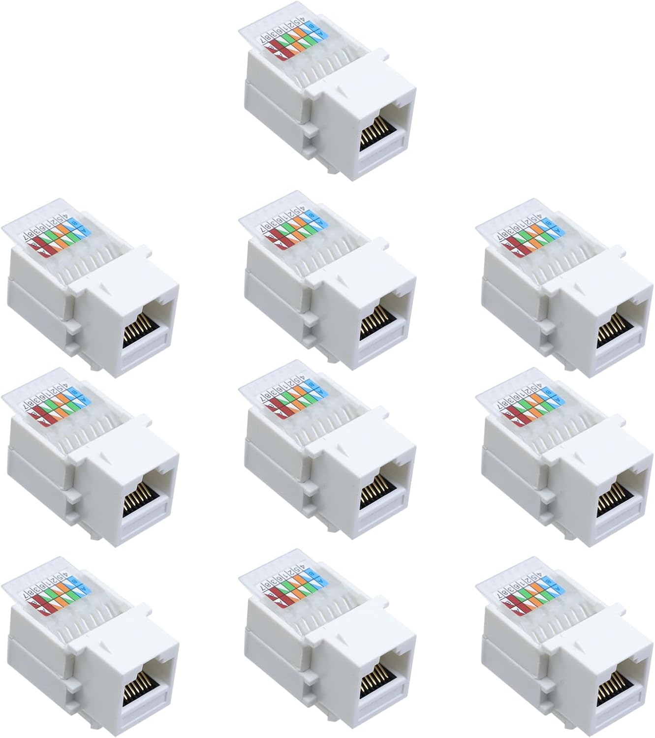 Antrader Adaptador de conector Keystone Jack RJ45Cat6Cat5e sin herramientas, conector de módulo Keystone, para red de Internet, cable LAN Ethernet,