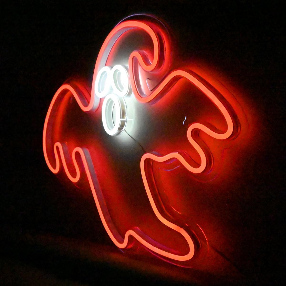 Luz de neón fantasma de Halloween, luz LED de fantasma rojo, luz de decoración de fiesta de interiores, decoración colgante de 14 pulgadas, letrero