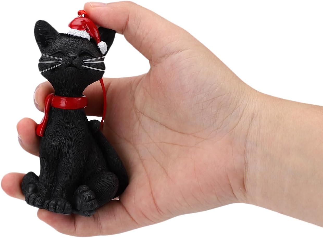 Adorno de Navidad de gato negro colgante para árbol de Navidad, festival, vacaciones, decoración del hogar, regalos para mujeres y hombres