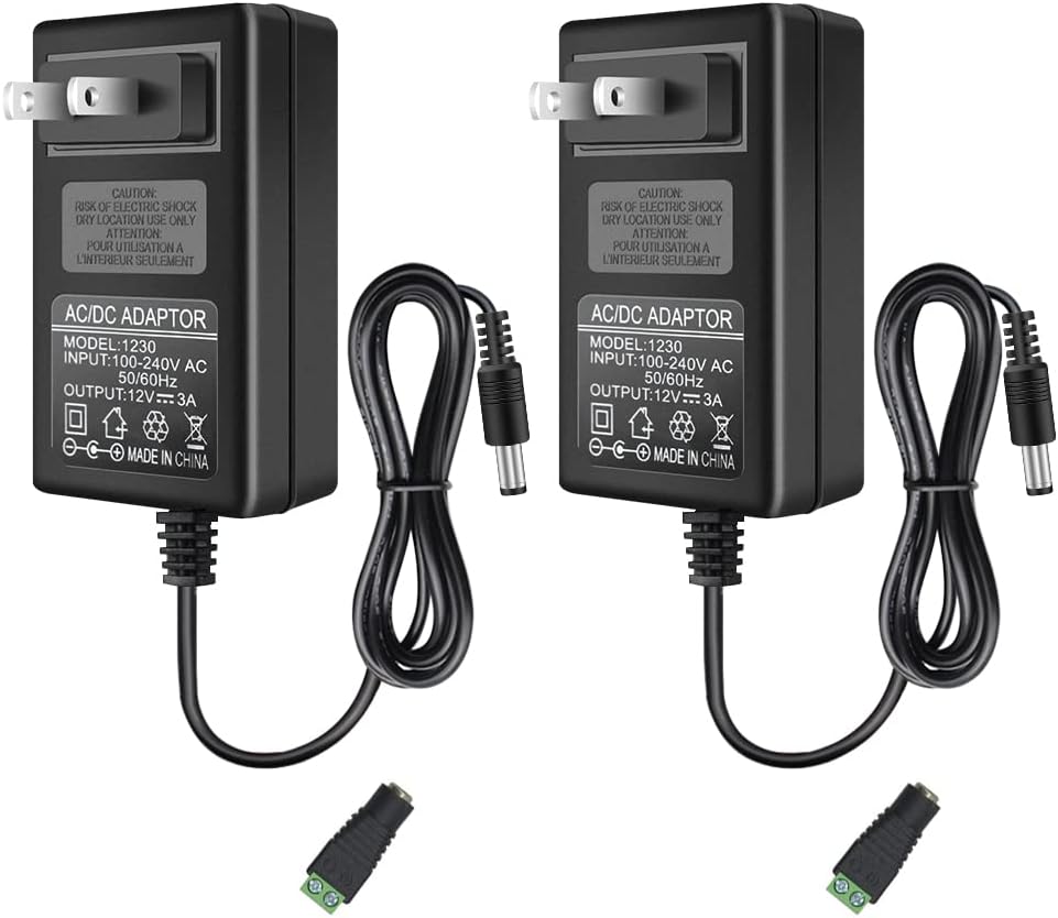 Fuente de alimentación LED de 12 V, 3 A, adaptador de CA de 36 W, transformador de 100-240 V CA a 12 V CC para tiras de luces LED, adaptador de