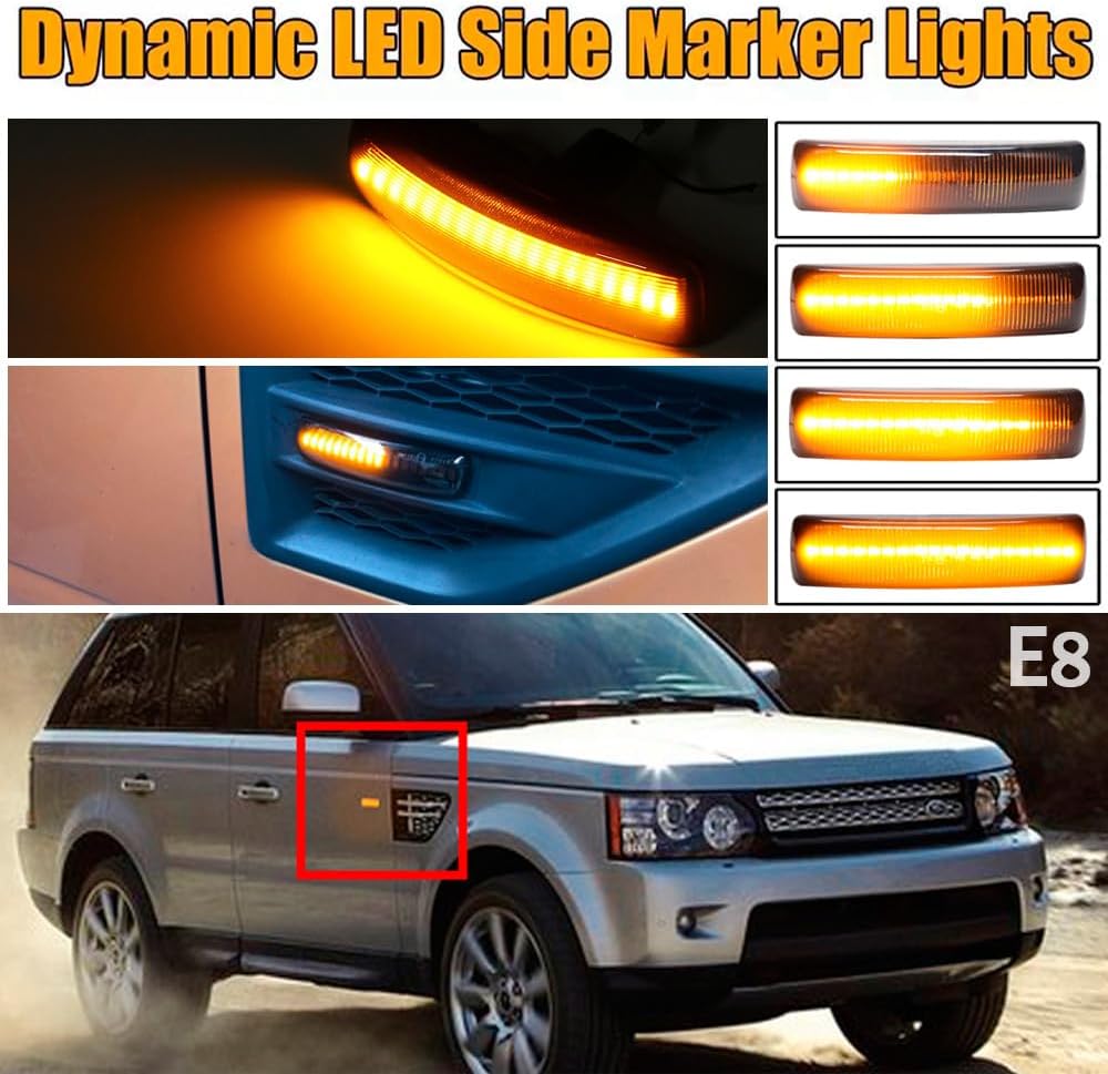 Lámpara de señal de giro LED delantera Fender Side Marker Light para Land Rover Range Rover Sport Discovery 3 4 Freeland 2 (negro)