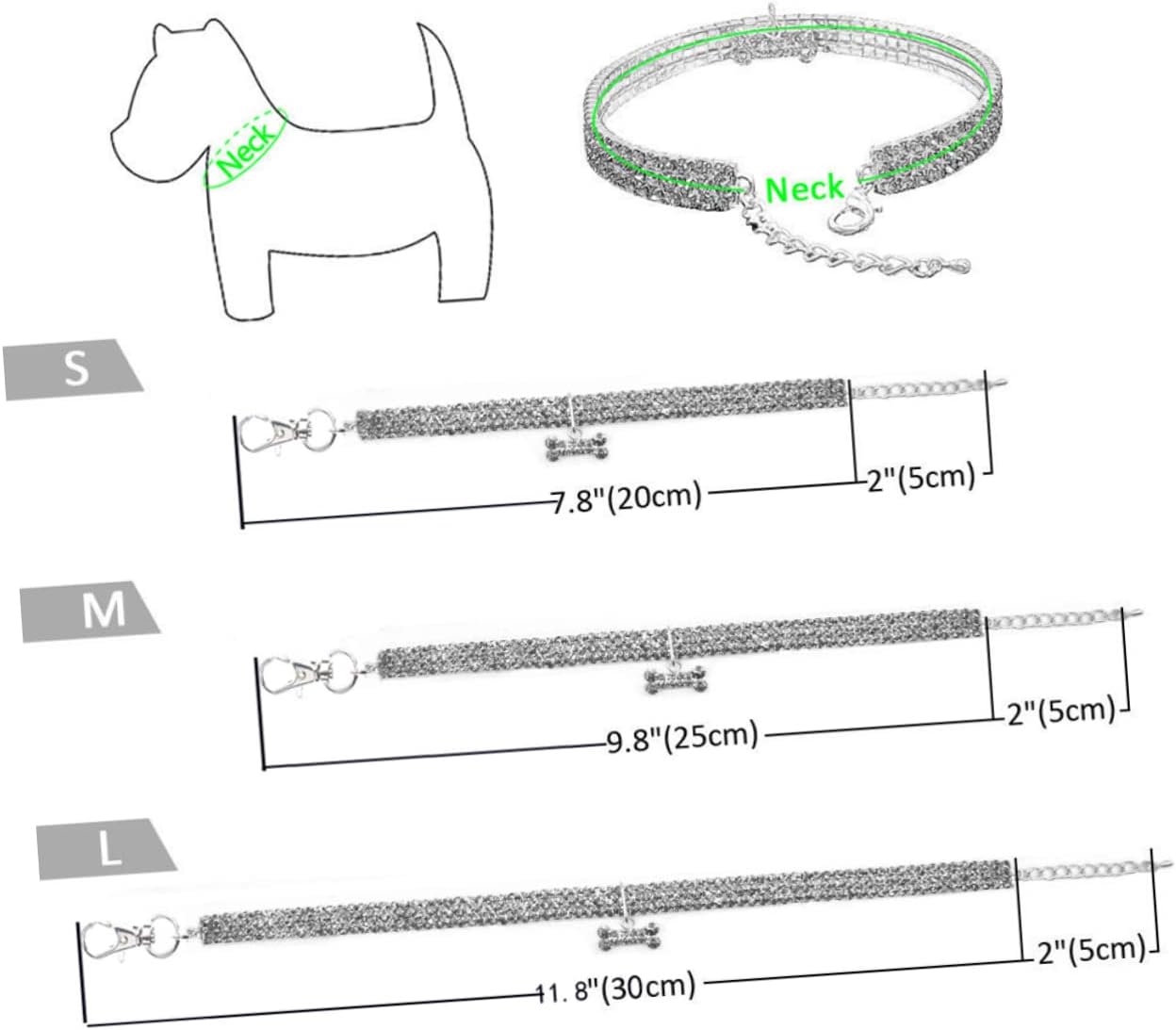POPETPOP 1 collar de perro con diamantes de imitación, cadena elástica para el cuello de gato, collares para cachorros, collares ajustables para