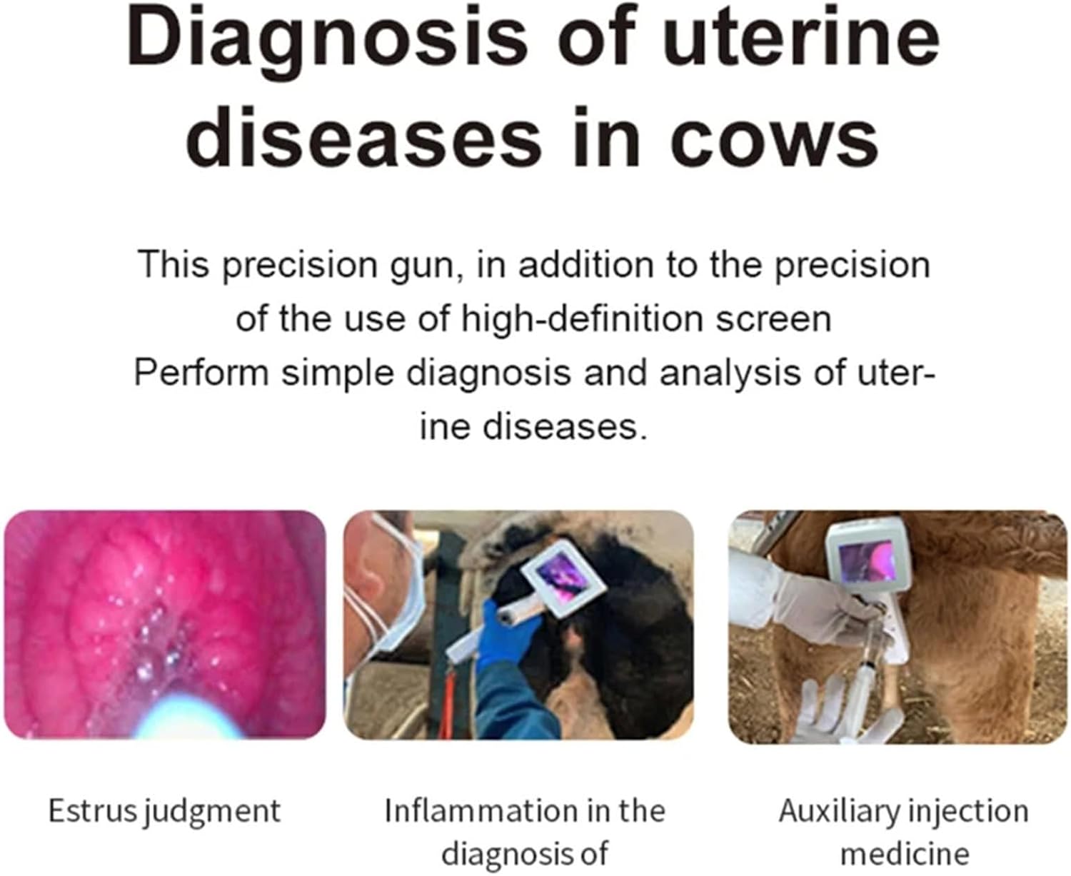 Visual Dog – Pistola de inseminación artificial, dispositivo de cría de video visual de caballovaca, pistola de tubo veterinario con cámara