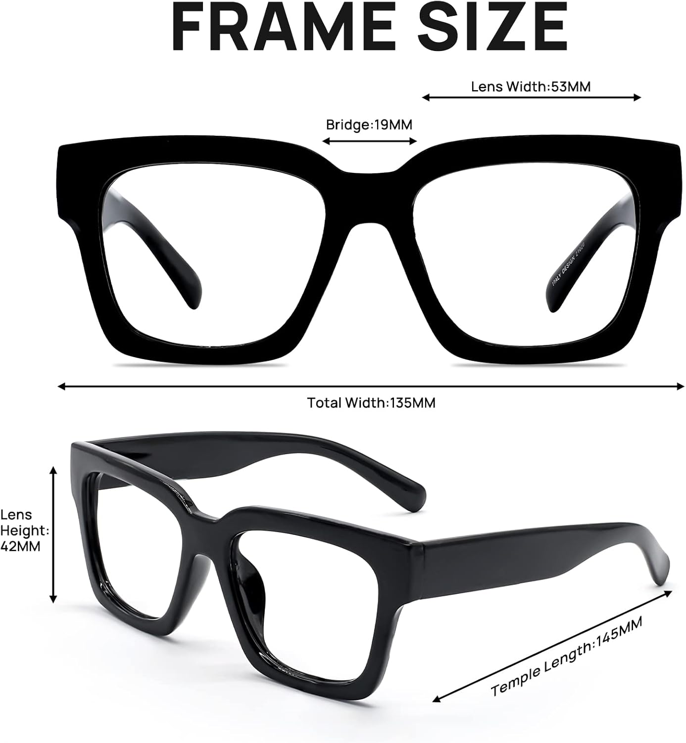 OCCI CHIARI Gafas de lectura grandes para mujer, elegantes lectores cuadrados 1.0 1.25 1.50 1.75 2.0 2.25 2.50 2.75 3.0 3.5