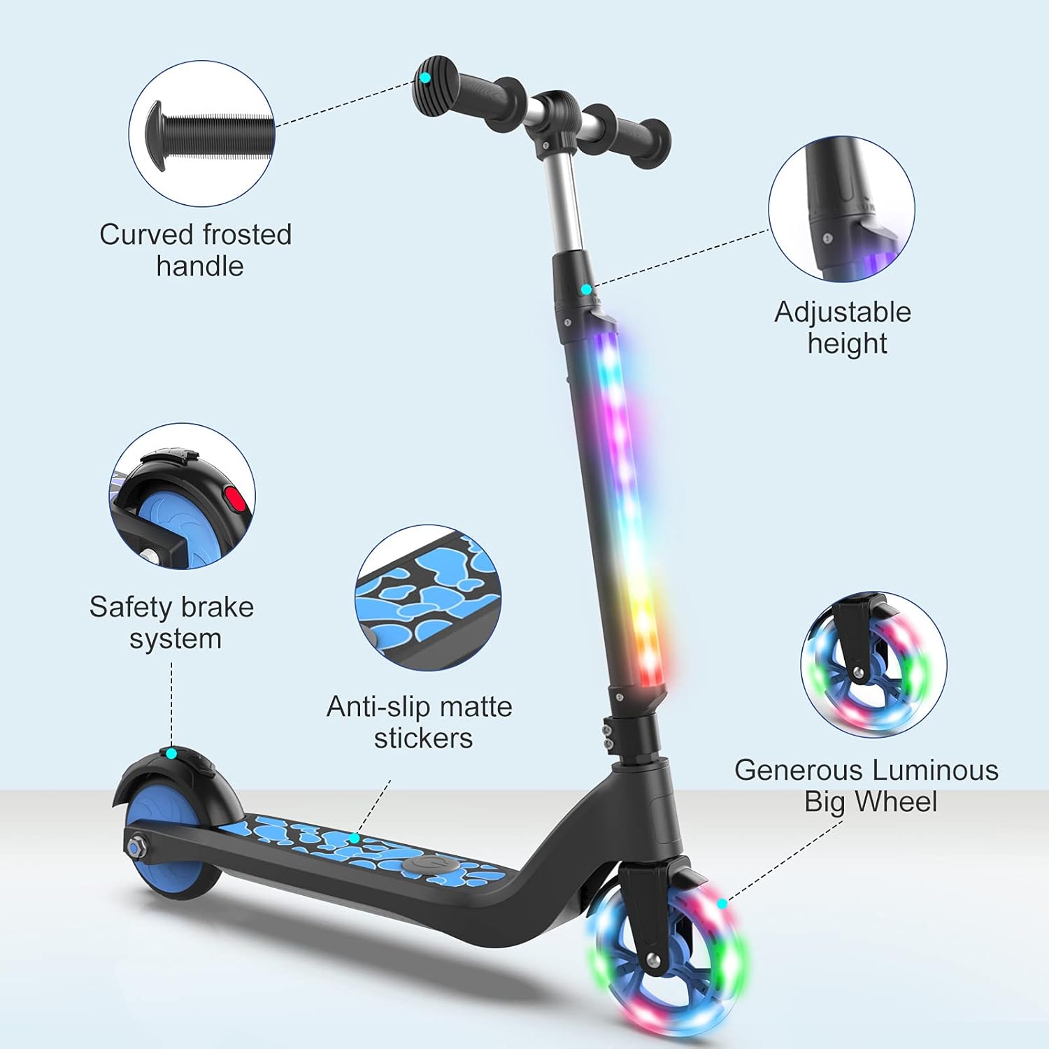 Patineta eléctrica para niños de 6 a 12 años con scooters plegables con luz de 3 a 5 años, scooter de patada para niños pequeñosgrandes con manillar
