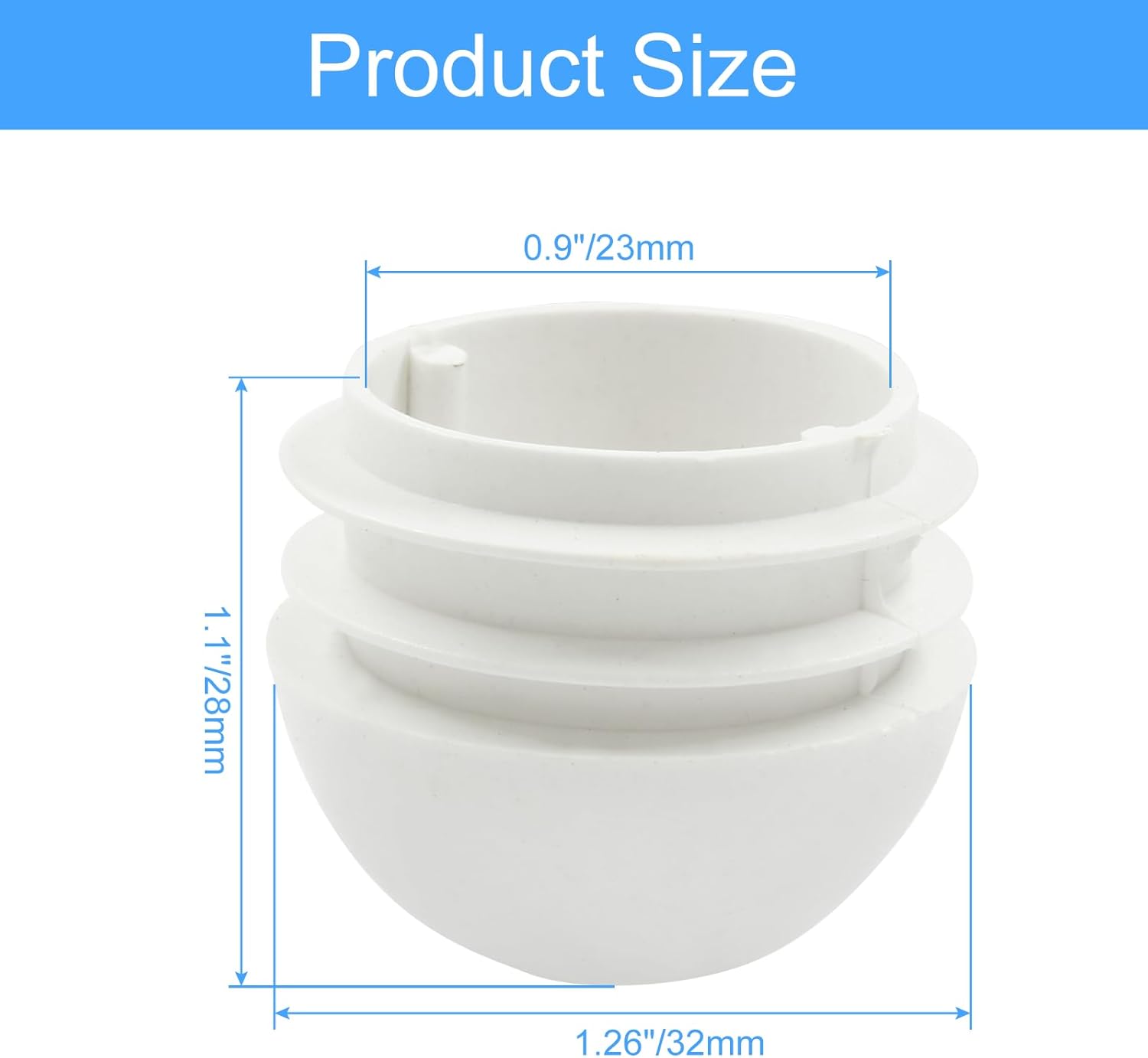 Litoexpe Tapones redondos de plástico de 1-14 pulgadas, 30 piezas de inserciones de tubo blanco protectores deslizantes para patas de silla, tapas