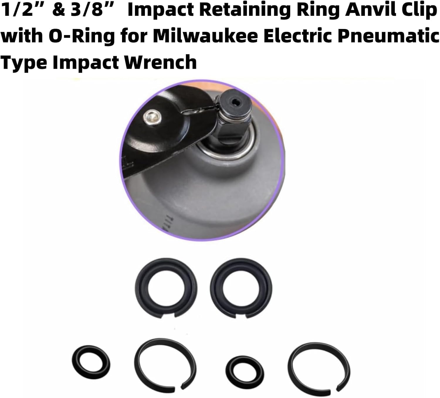 (6+6 juegos) Anillo de retención de impacto de 12 pulgada y clip de yunque de anillo de retención de impacto de 38 pulgadas con junta tórica para