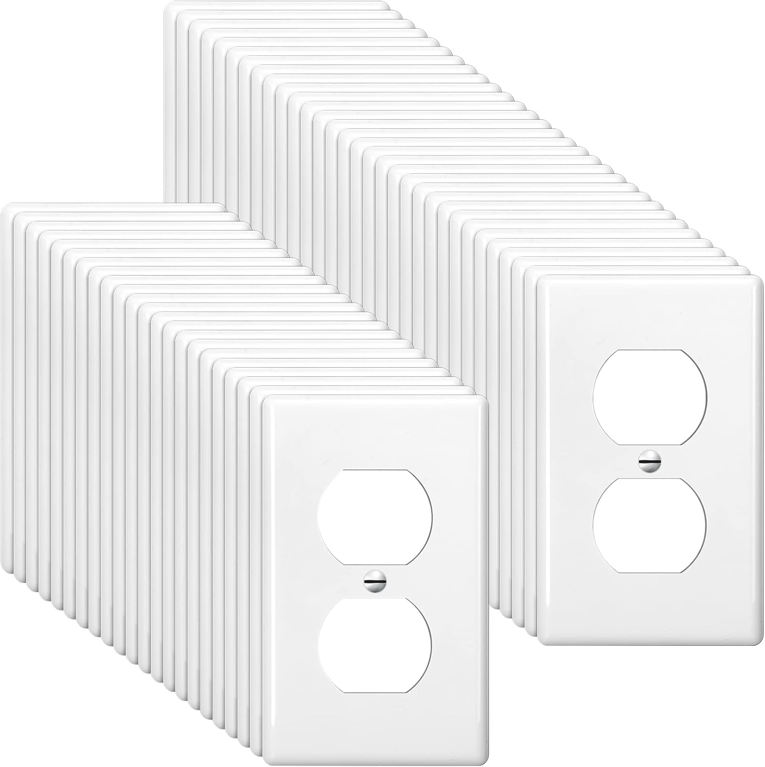 Hoteam Juego de 50 placas de pared dúplex, cubierta de toma de corriente eléctrica de 4.50 x 2.76 pulgadas, tamaño estándar para el hogar, 2 bandas,