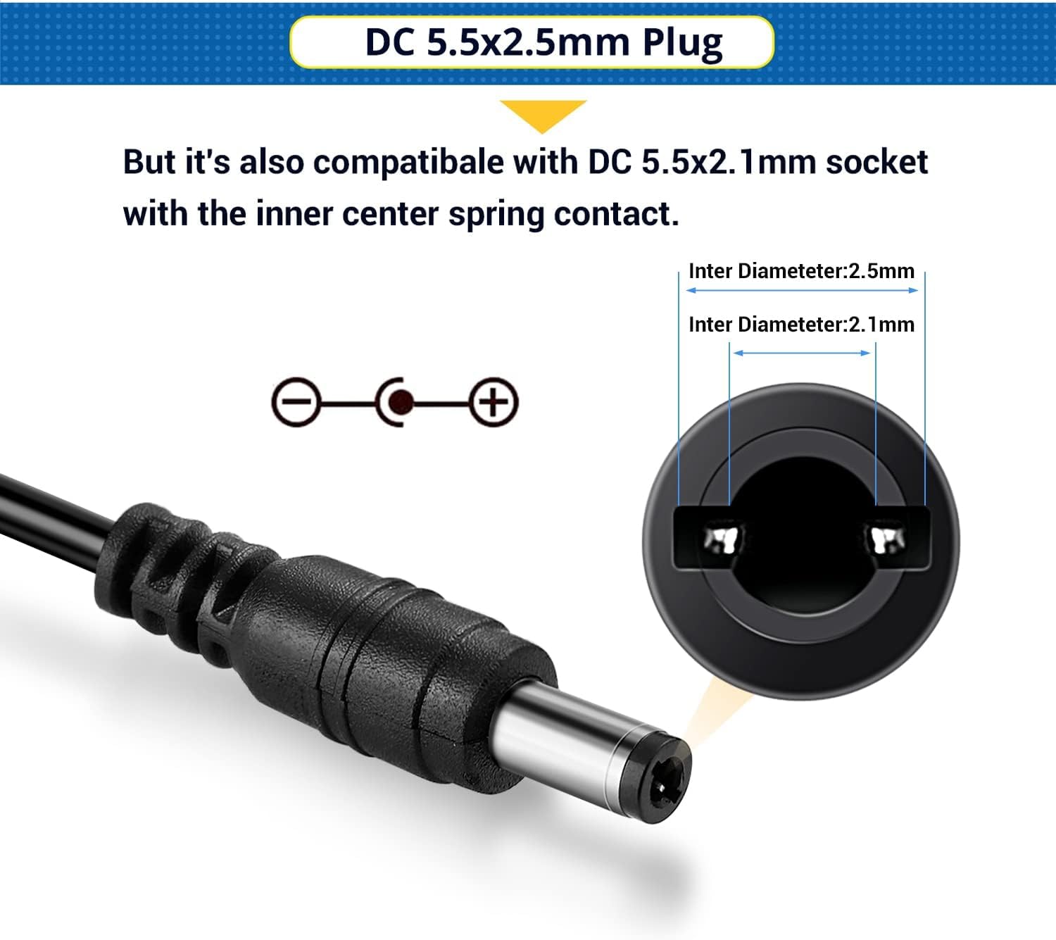 Facmogu Adaptador de fuente de alimentación de 48 V, 2 A, CA 100-240 V a CC 48 V 2 A, interfaz de transformador de 0.217 x 0.098 in y enchufe de