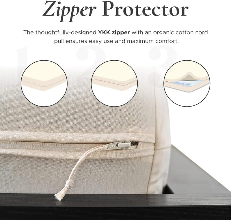 Sleep & Beyond Funda de colchón 100% algodón orgánico para todas las estaciones, protector de colchón suave, transpirable e impermeable, viene con