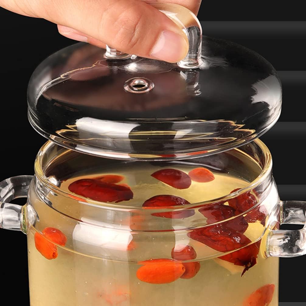 Tazón de ramen – Cacerola de vidrio con tapa, olla de cocina con tapa, olla de cocción escaldada, olla de pasta de cristal transparente de 11.8 fl