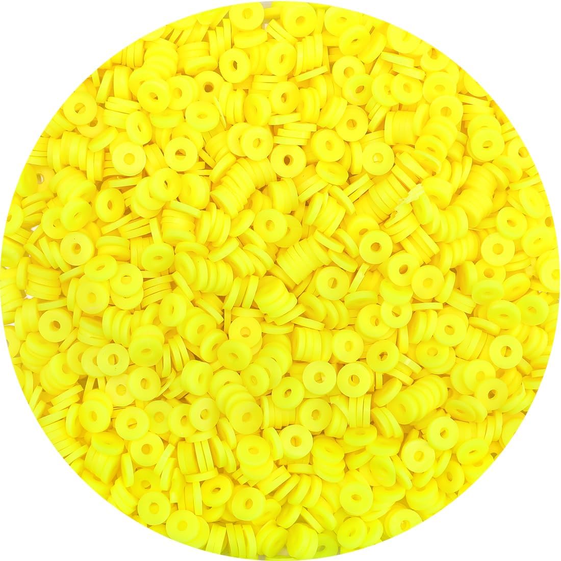 IOOLEEM Más de 2000 cuentas de arcilla amarilla fluo, cuentas de arcilla polimérica para hacer pulseras, cuentas de arcilla para hacer joyas,