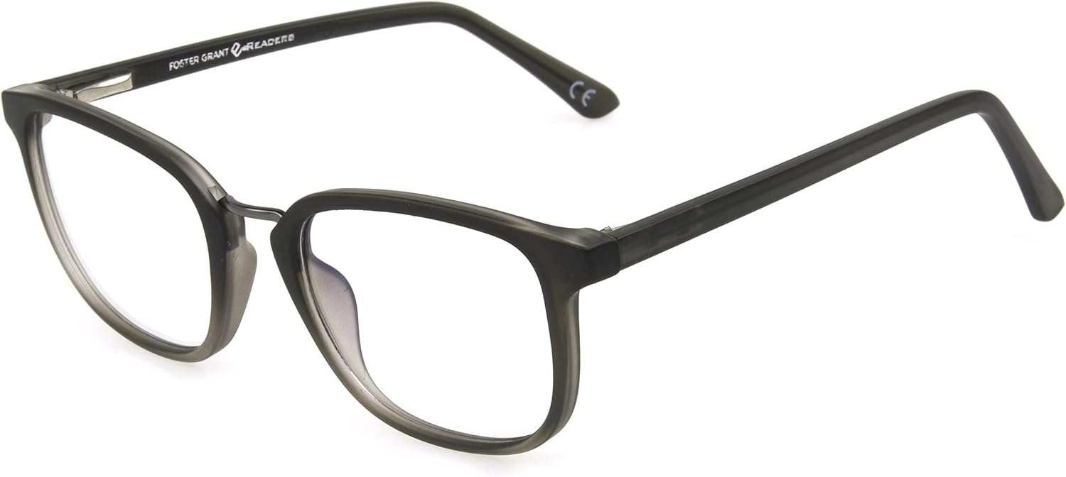 Foster Grant Gafas S Francisco E.readers para hombre con lectura de luz azul, gris, 1.969 in de EE. UU, Gris