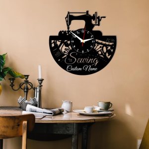 Reloj de pared con temática de máquina de coser, arte de pared de registro de madera, decoración de oficina en casa, regalo para sastres, Reloj de pared con temática de máquina de coser, arte de pared de registro de madera, decoración de oficina en casa, regalo para sastres,