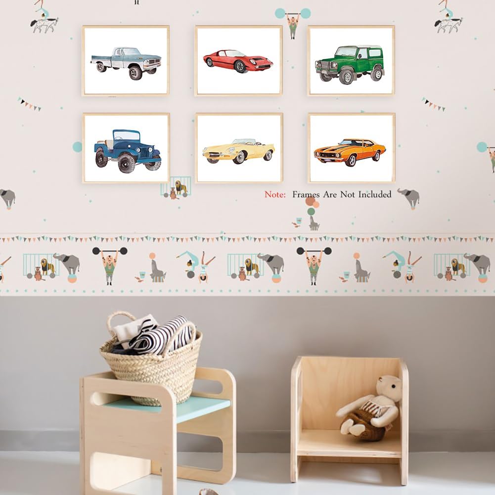XUOIAYNB Impresiones artísticas clásicas de acuarela para automóvil, diseño retro de auto todoterreno (8 x 10 x 6 unidades, sin marco), obra de arte