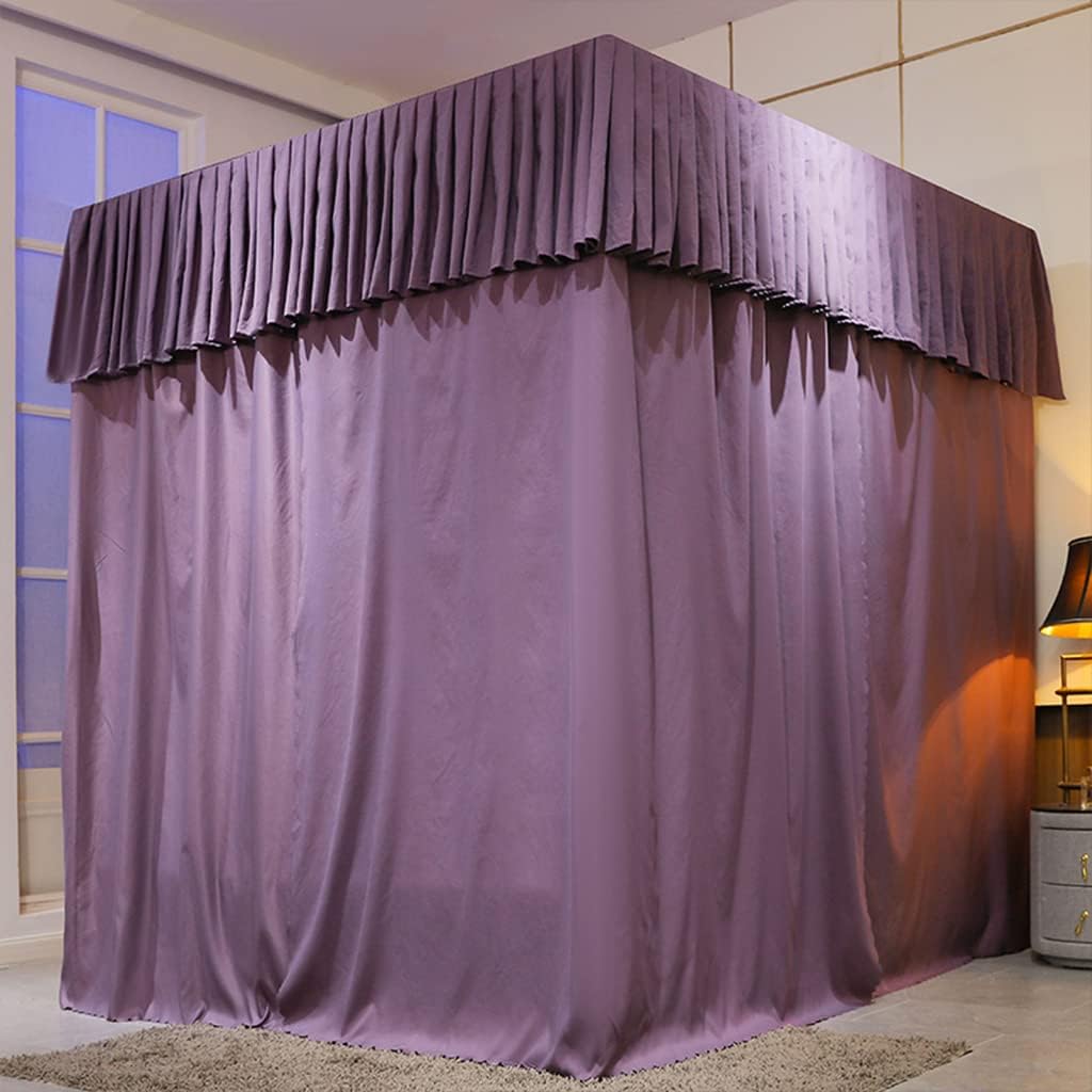 Obokidly Cortina de cama de princesa de 4 postes de cuatro esquinas de color liso, elegante toldo de red para niñas, niños, adolescentes, niñas,