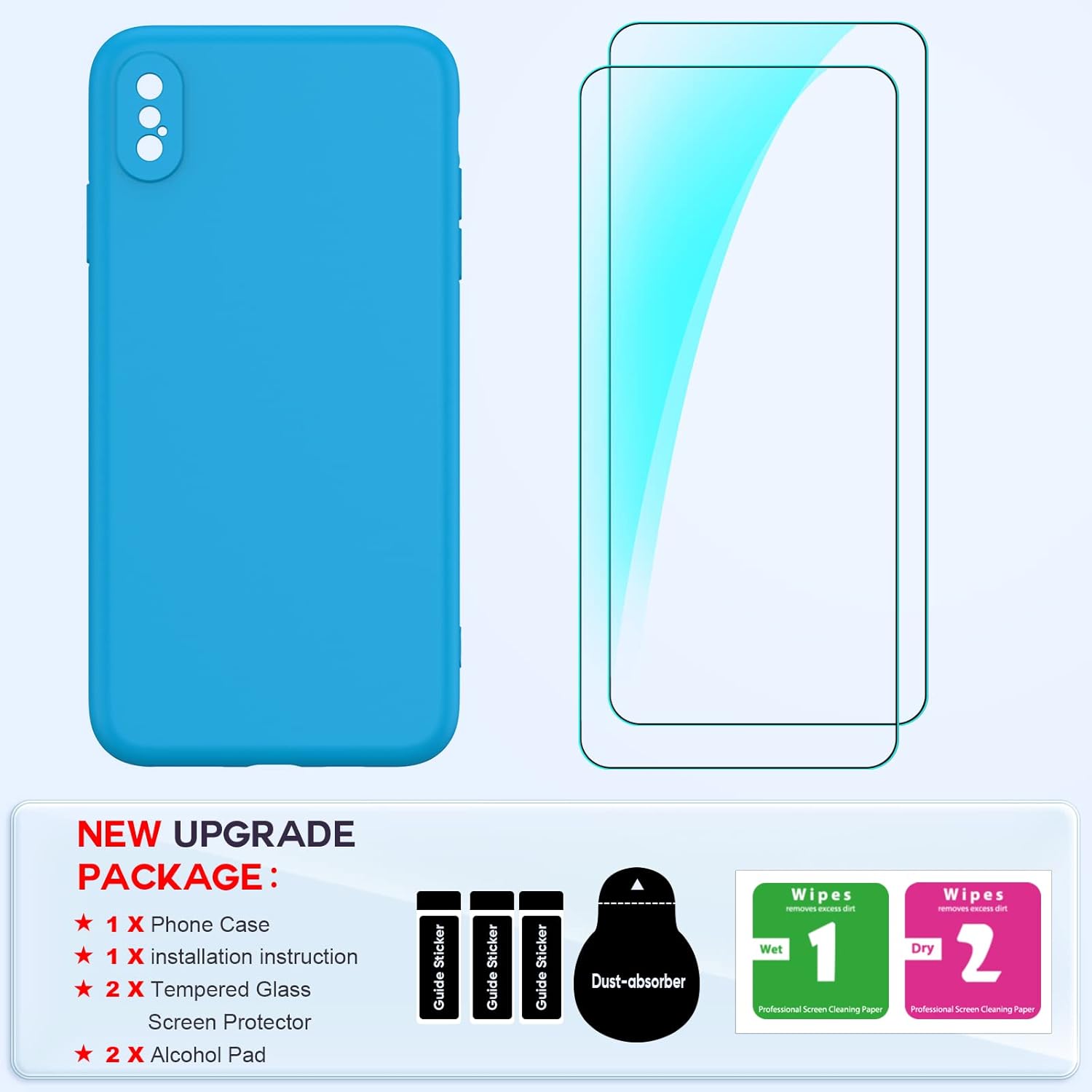 LeYi Funda para iPhone Xs Max Funda iPhone Xs Max con 2 protectores de pantalla de vidrio templado, funda de silicona suave ultra delgada a prueba