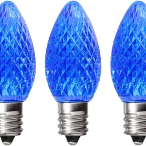 Anyray (3 bombillas LED C7 E12, luces de Navidad para exteriores e interiores, Halloween, 0.5 W, 110 V, base de candelabro de 120 V (azul) Anyray (3 bombillas LED C7 E12, luces de Navidad para exteriores e interiores, Halloween, 0.5 W, 110 V, base de candelabro de 120 V (azul)