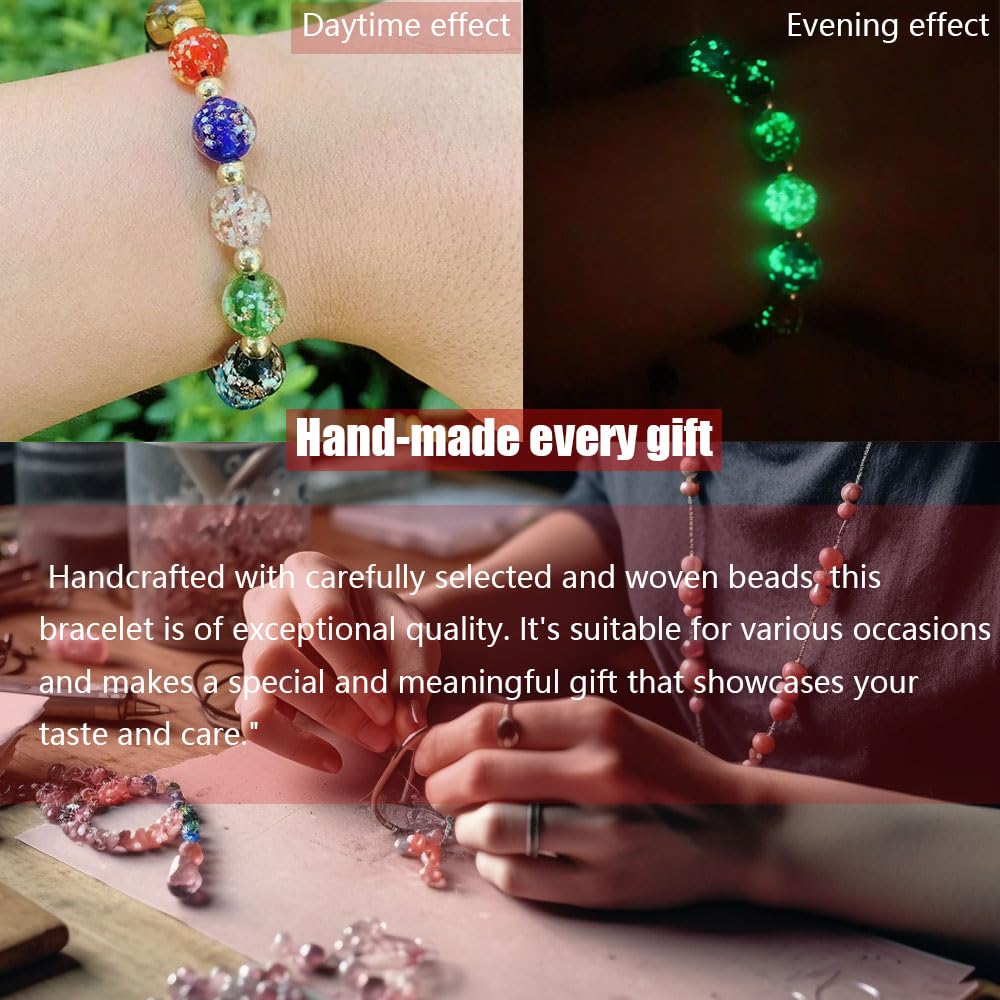 Luminous glass bead healing crystal luminous beaded bracelet (Glow in the dark bracelet)