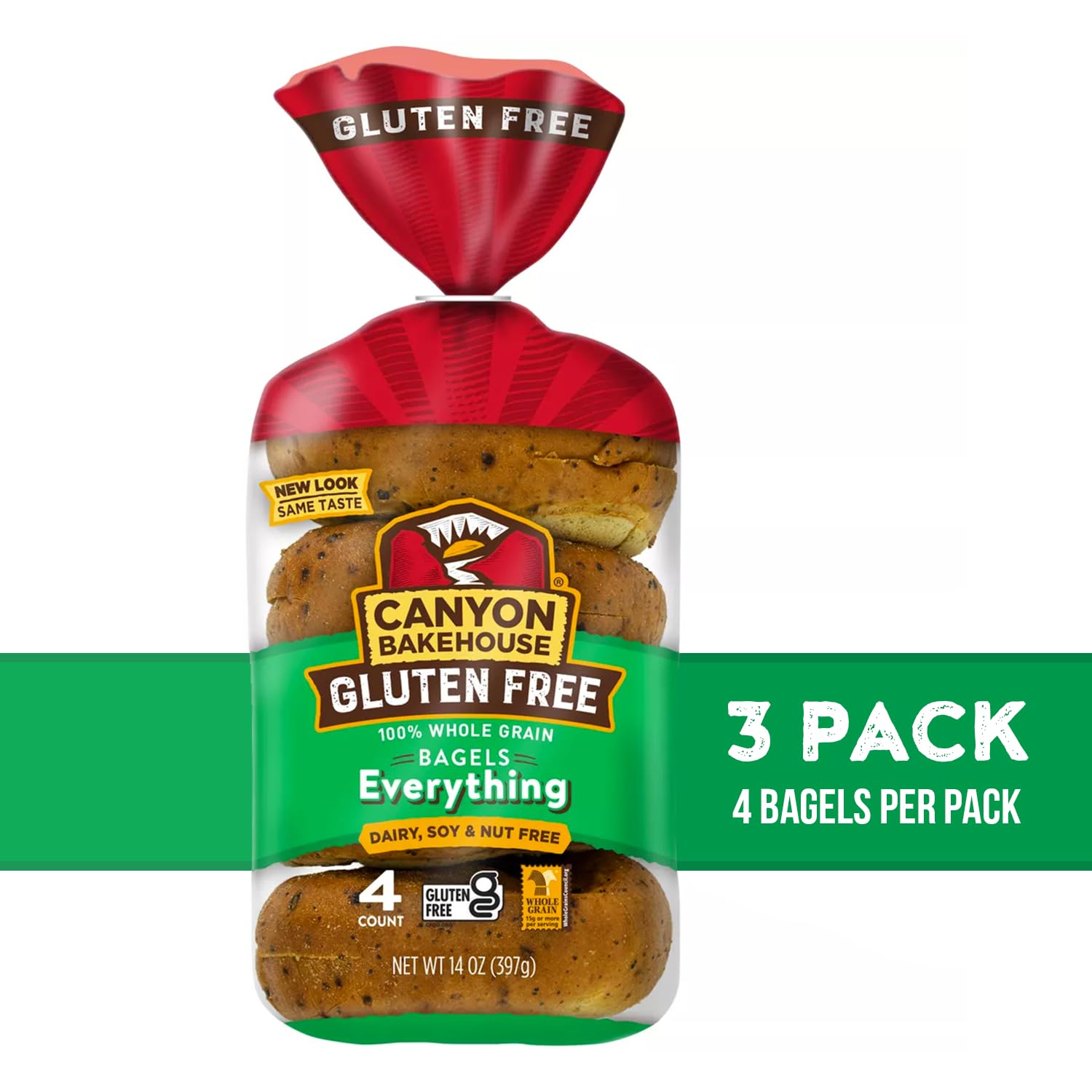 Canyon Bakehouse – Bagels Everything sin gluten, 14 onzas (3 paquetes de 4 bagels por paquete)