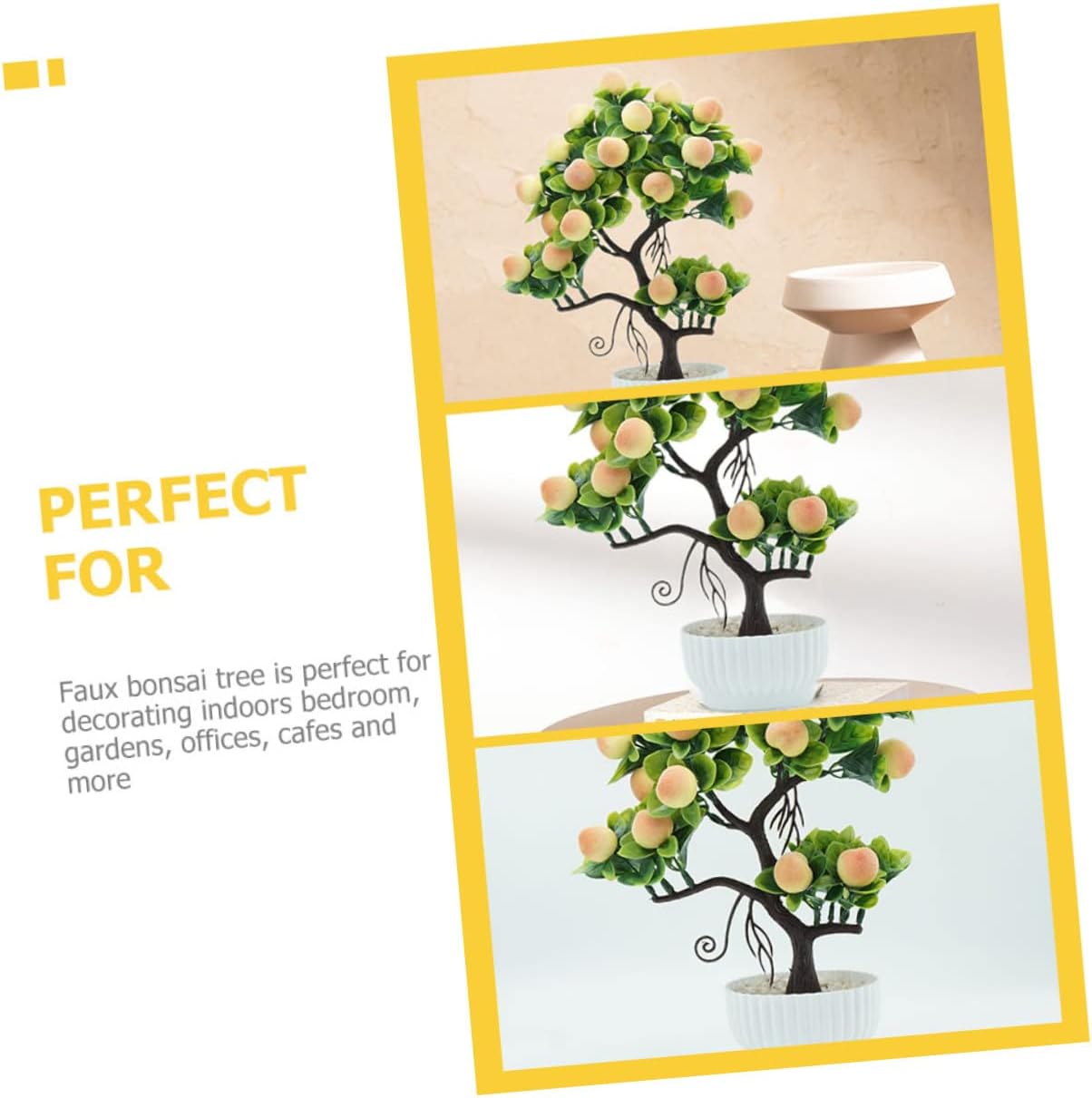 HOMSFOU Árbol frutal artificial de limonero, árbol frutal artificial de melocotón, bonsái en maceta, decoración de fiesta de durazno, árbol pequeño