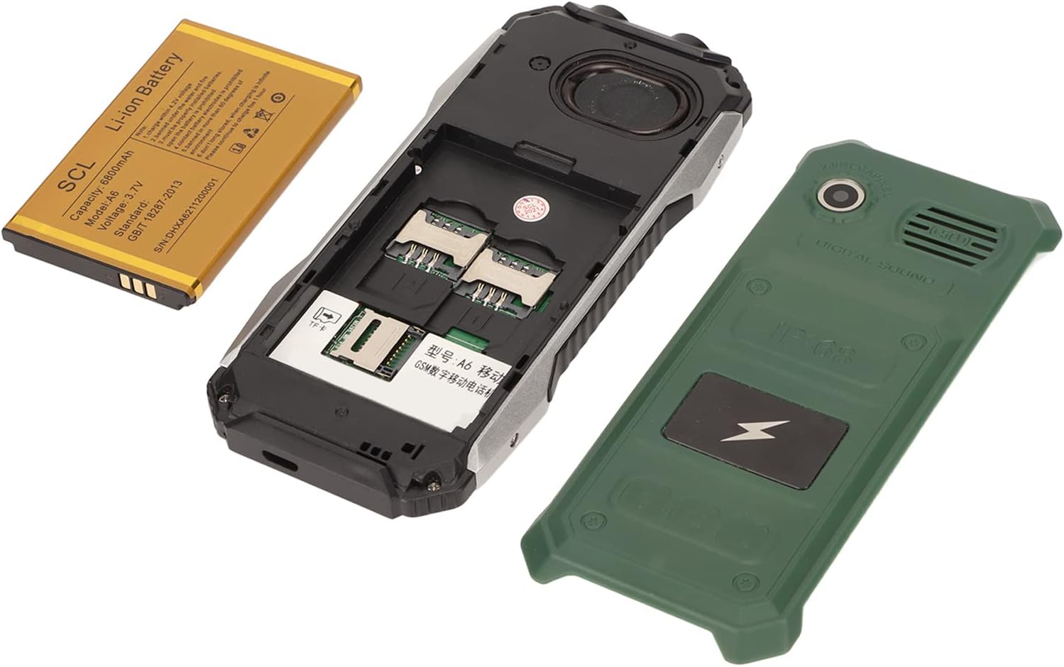 Teléfono celular 2G para personas mayores, teléfono resistente desbloqueado, doble SIM, batería de larga duración de 6800 mAh, pantalla HD de 2.4