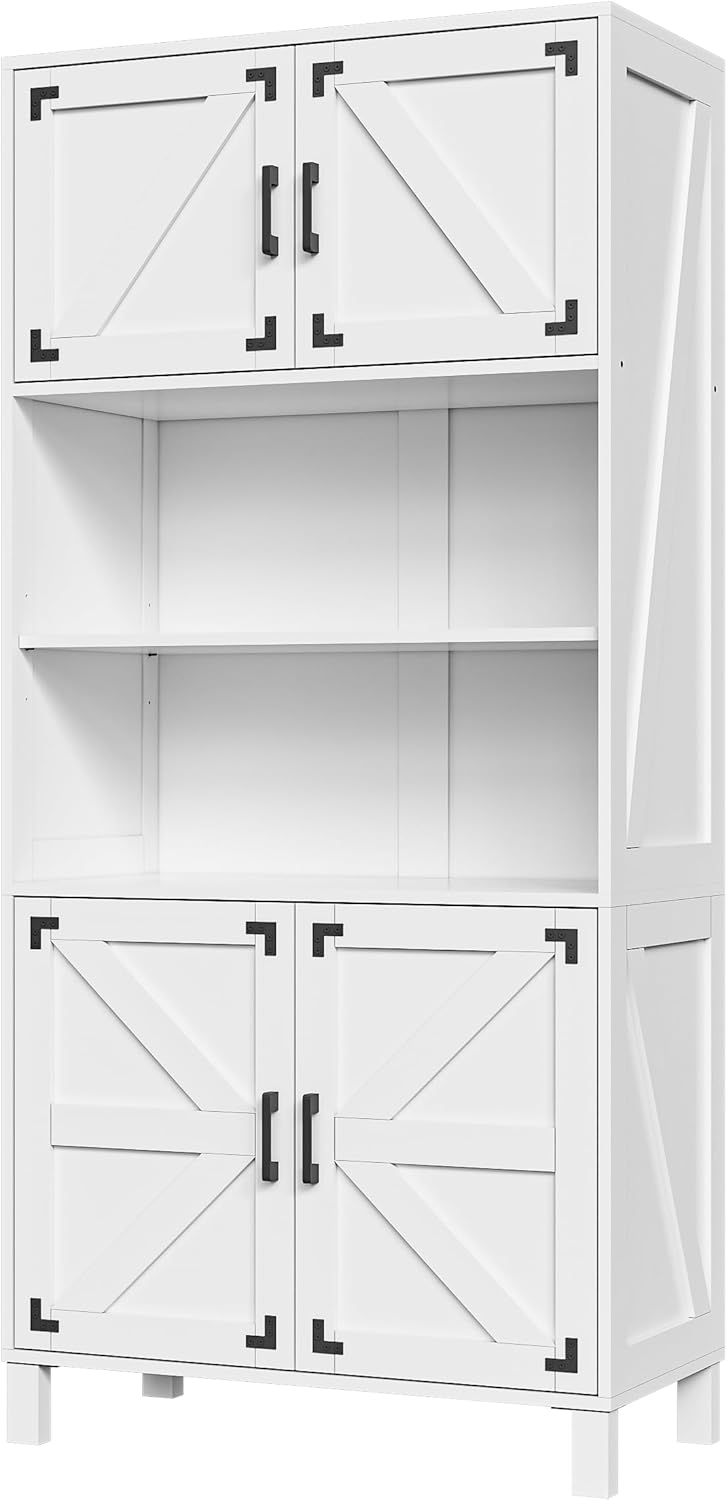Gabinete de almacenamiento de granja, 5 estantes industriales y estanterías con puertas y estantes ajustables, estantería de 67 pulgadas de alto