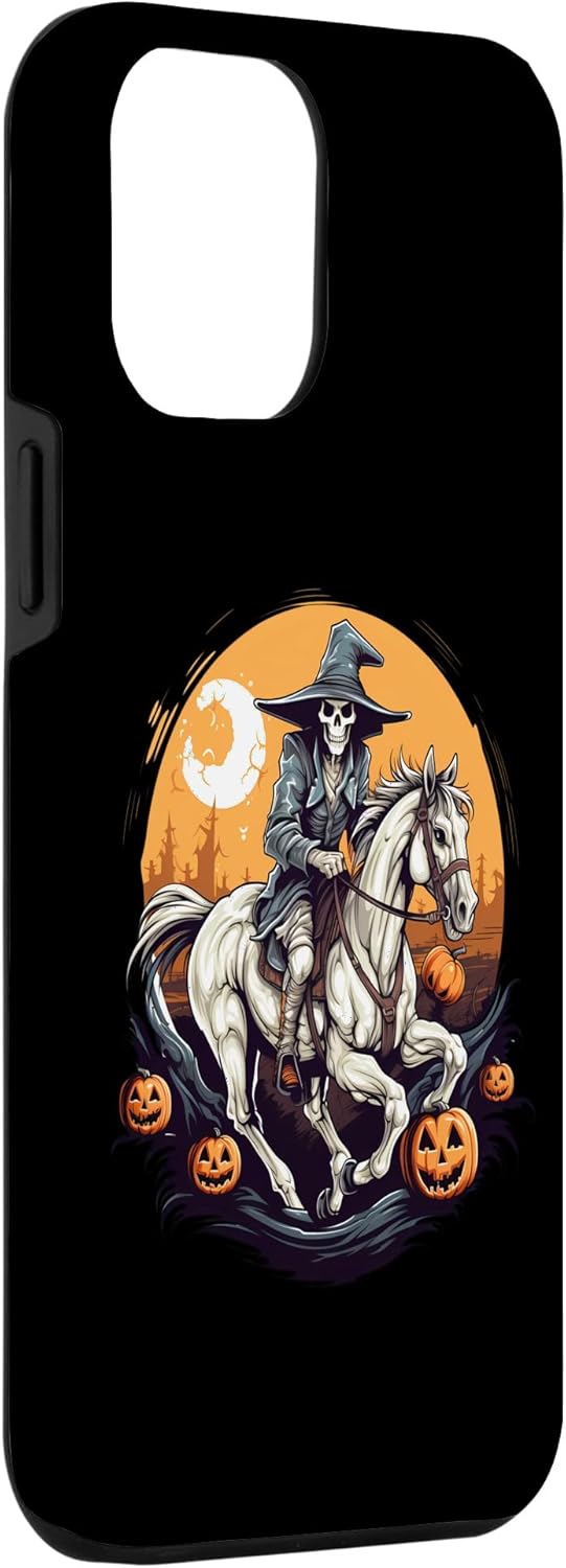Funda divertida para iPhone 13 Pro Max con diseño de esqueleto de vaquero para Halloween