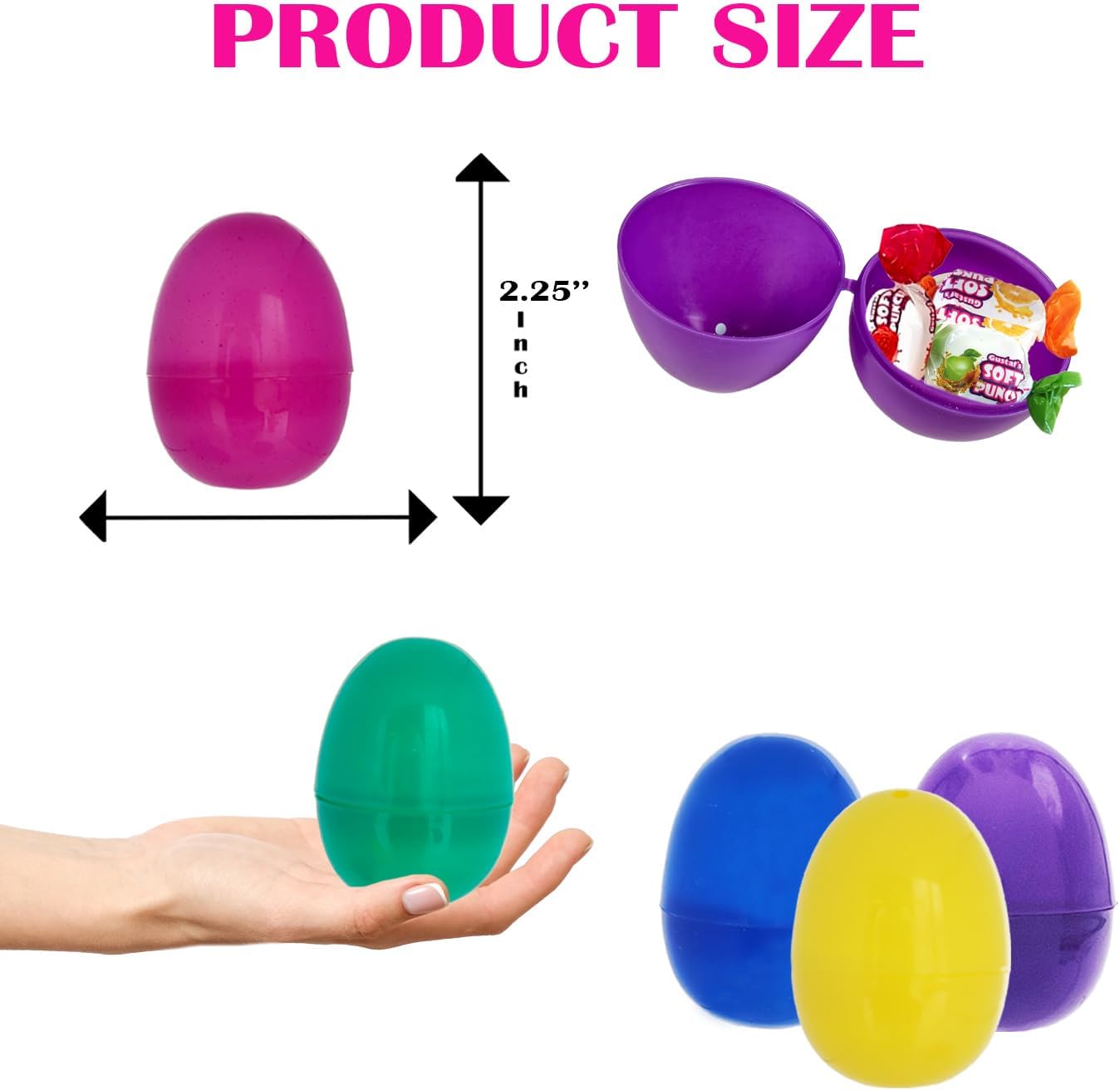 The Dreidel Company – Huevos de Pascua de plástico rellenables a granel, colores surtido perfectos para caza de huevos de Pascua, huevos de
