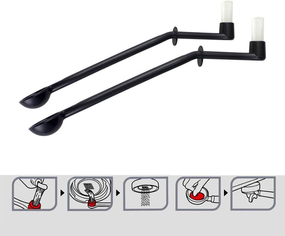 Limpiador de cepillos para máquina de café, cepillo de nailon para máquina de café expreso, herramienta de limpieza de café con cuchara para
