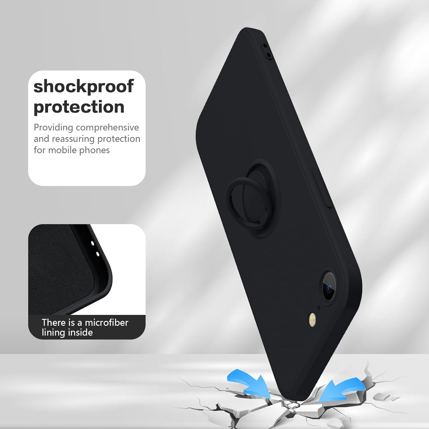 JUNAUTTB Funda para Samsung Galaxy S22 Ultra 5G con anillo, funda delgada y suave de silicona líquida, soporte de anillo giratorio de 360 integrado,