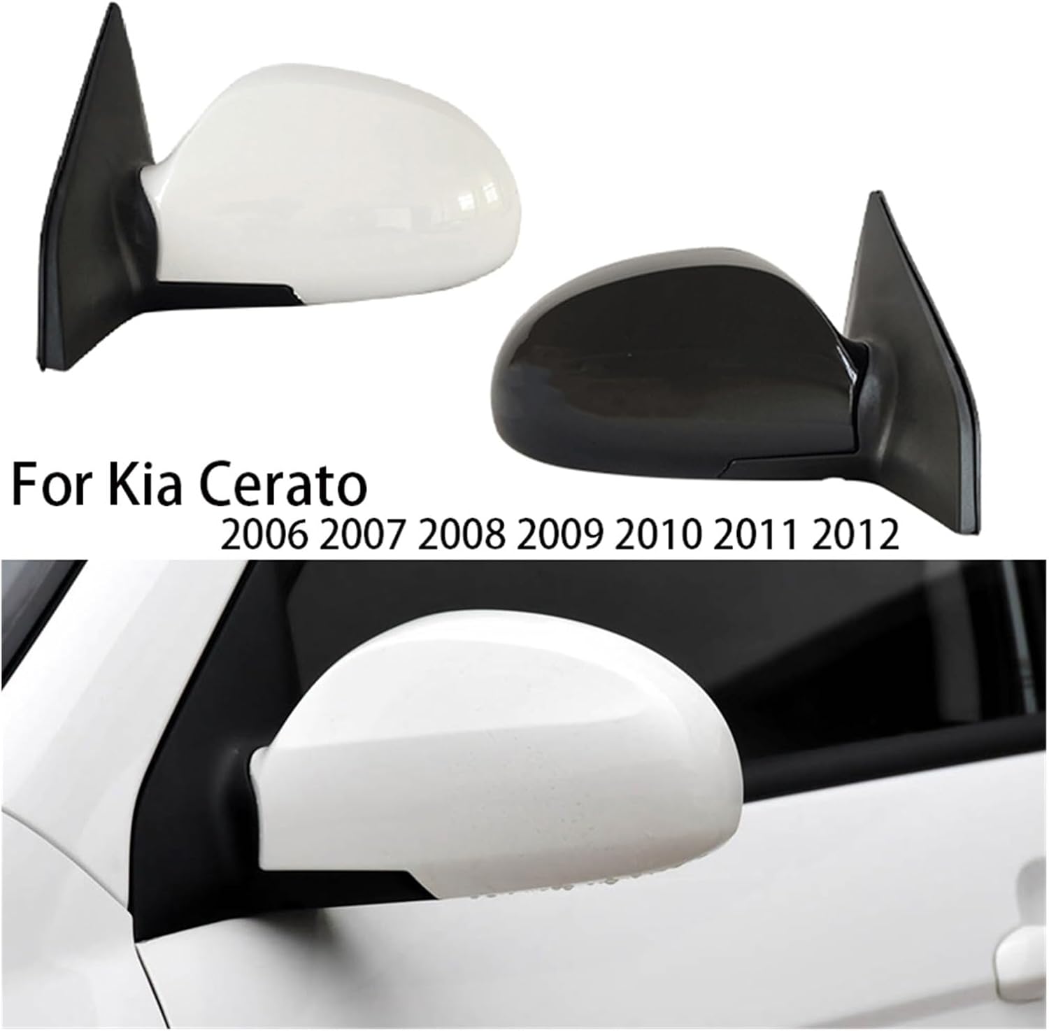 Car Side Mirror Rearview Assembly Compatible For Kia Cerato 2006 2007 2008 2009 2010 2011 2012 Auto Exterior Mirrors With lens heating (Color  Only