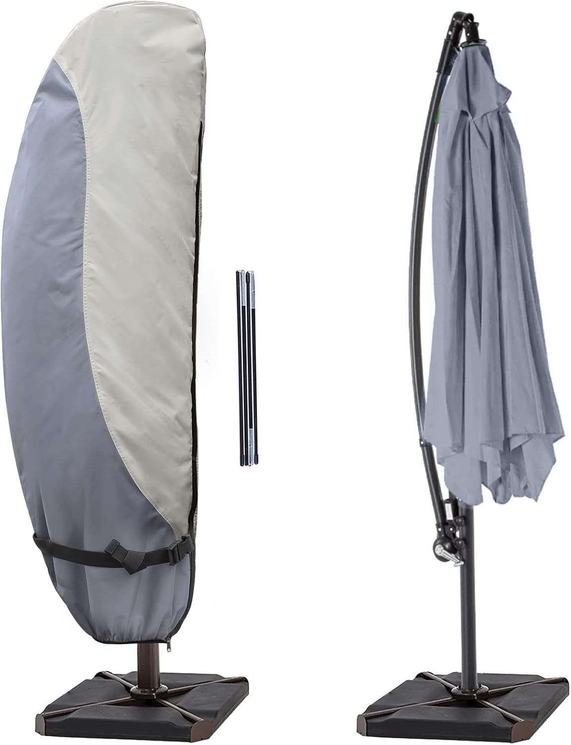 Cubierta impermeable para sombrilla de patio, cubierta de sombrilla para exteriores para sombrilla de 12 a 14 pies con marco de plátano voladizo