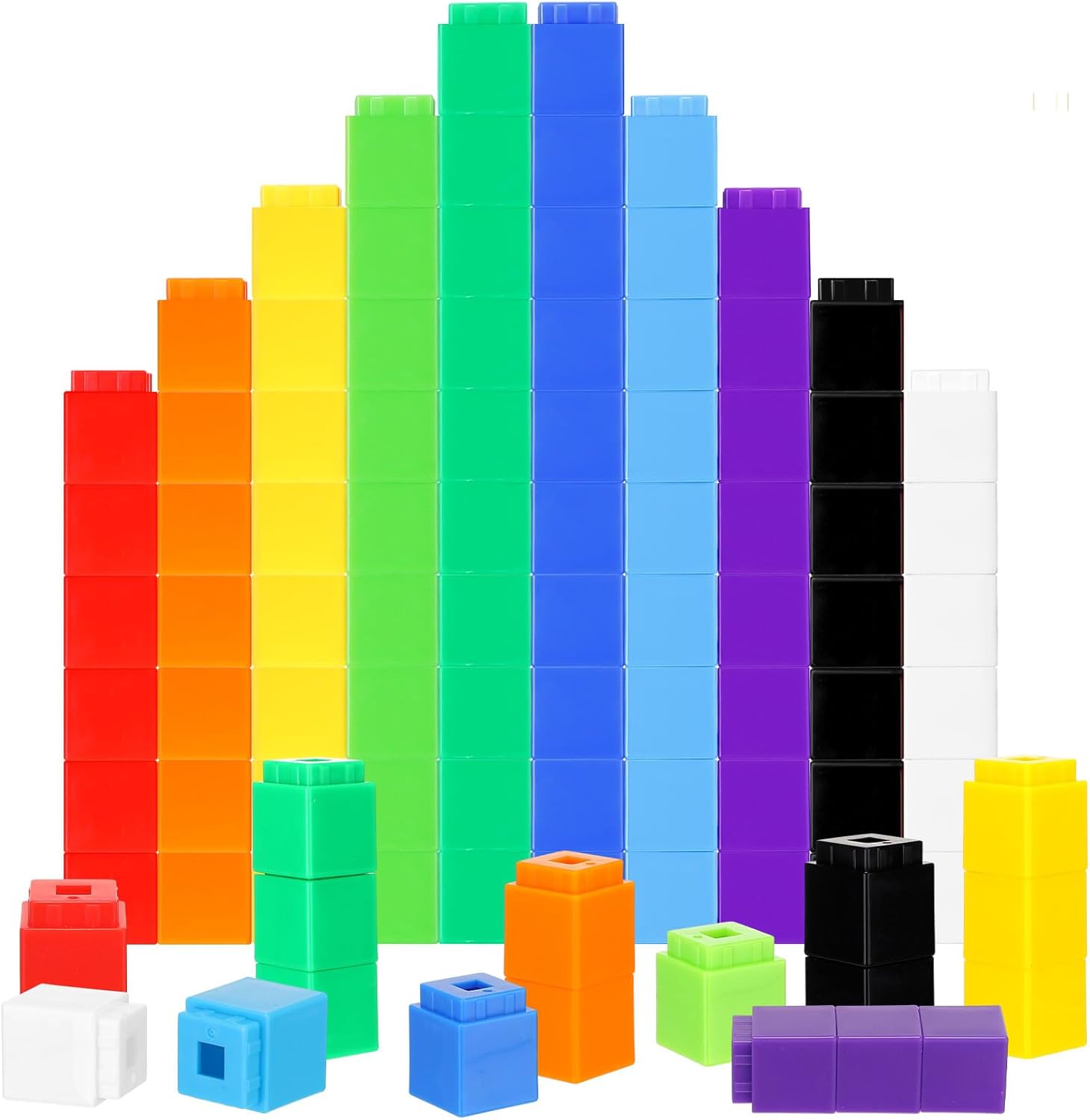 Jenaai 200 cubos de enlace para contar, bloques de conteo de plástico, cubos de matemáticas coloridos, manipuladores de matemáticas, suministros de