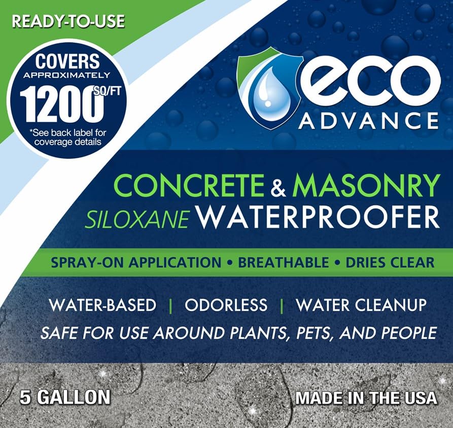 Eco Advance Concretomampostería Siloxano Aplicación en aerosol sin olor Concentrado impermeabilizante, seguro para usar alrededor de plantas,