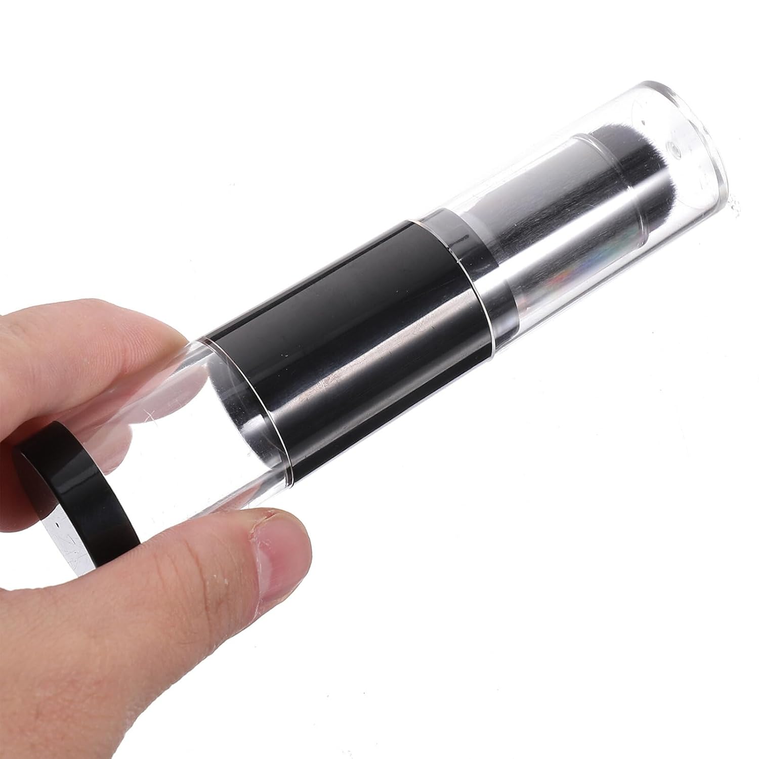 Beaupretty Cepillo aplicador de aerosol de viaje reutilizable recargable con botella de polvo suelto recargable, tarro retráctil prensado para