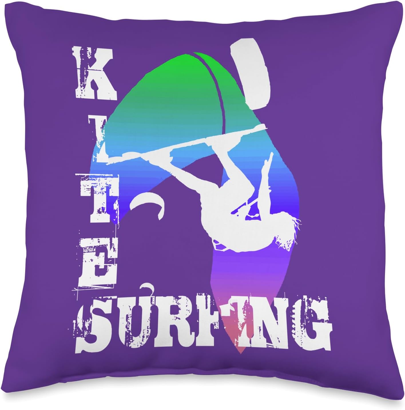 Kitesurf Gifts and Surf Lover Tees by taiche Surfing with Freestyle Kitesurfer and Kite 16 Throw Pillow, 16×16, Multicolor