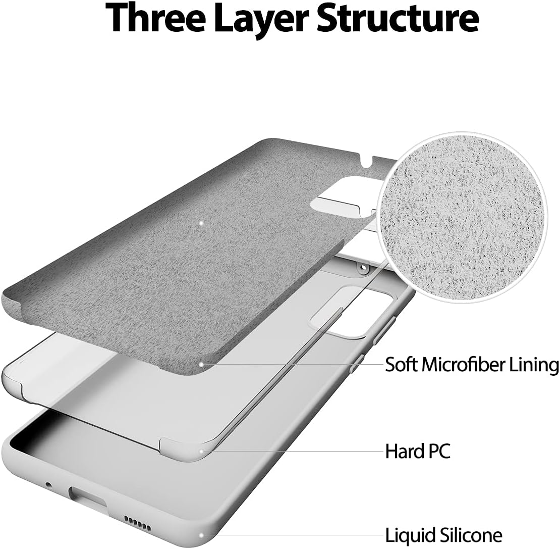 GOOSPERY Funda de silicona líquida para Samsung Galaxy S20 Plus (2020) Jelly Rubber Bumper Case con forro de microfibra suave, color piedra