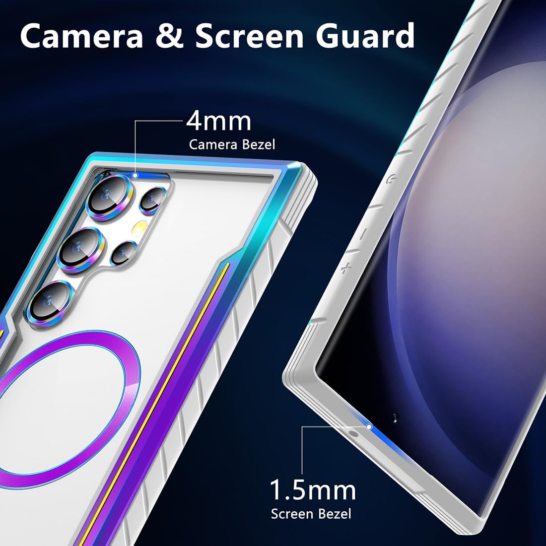 TIANNIUKE Funda magnética para Samsung Galaxy S23 Ultra, con protector de lente de cámara compatible con MagSafe, funda de silicona metálica a
